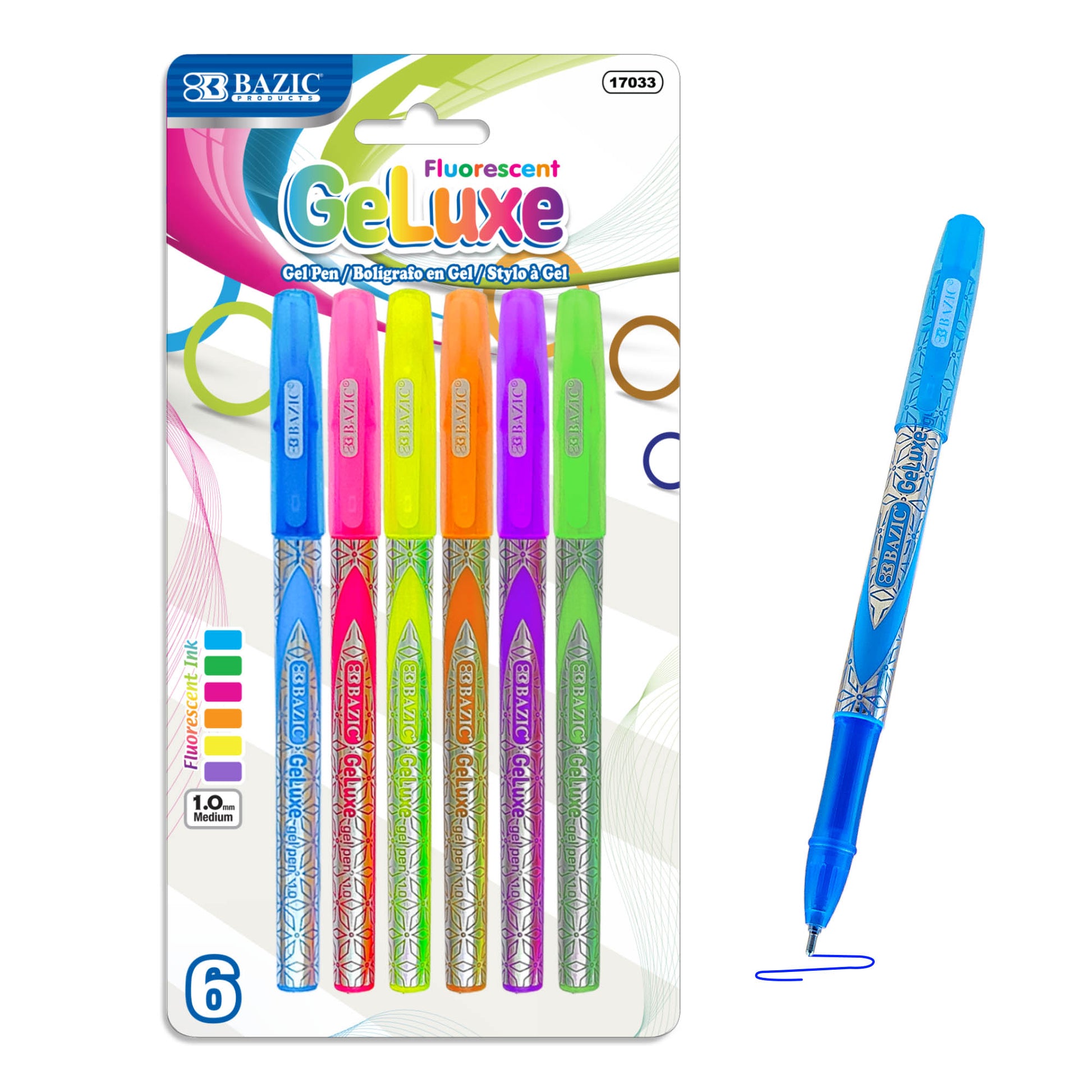 GeLuxe 6 Fluorescent Color Gel Roller Pen