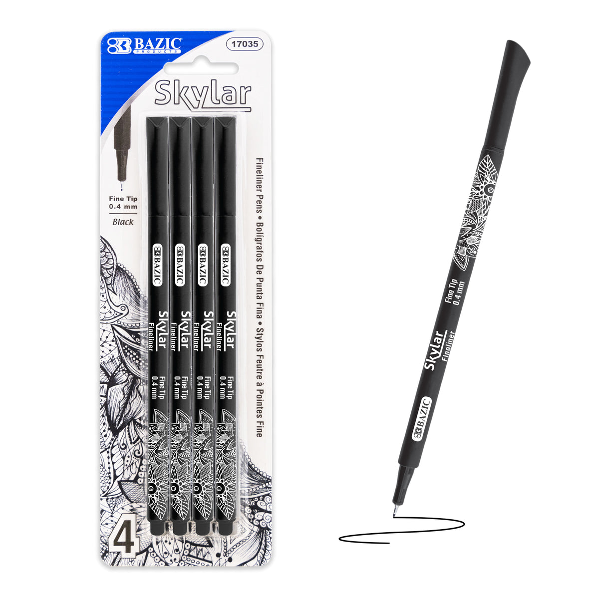 Skylar Black Fineliner Pens, 0.4mm Ultra-Fine