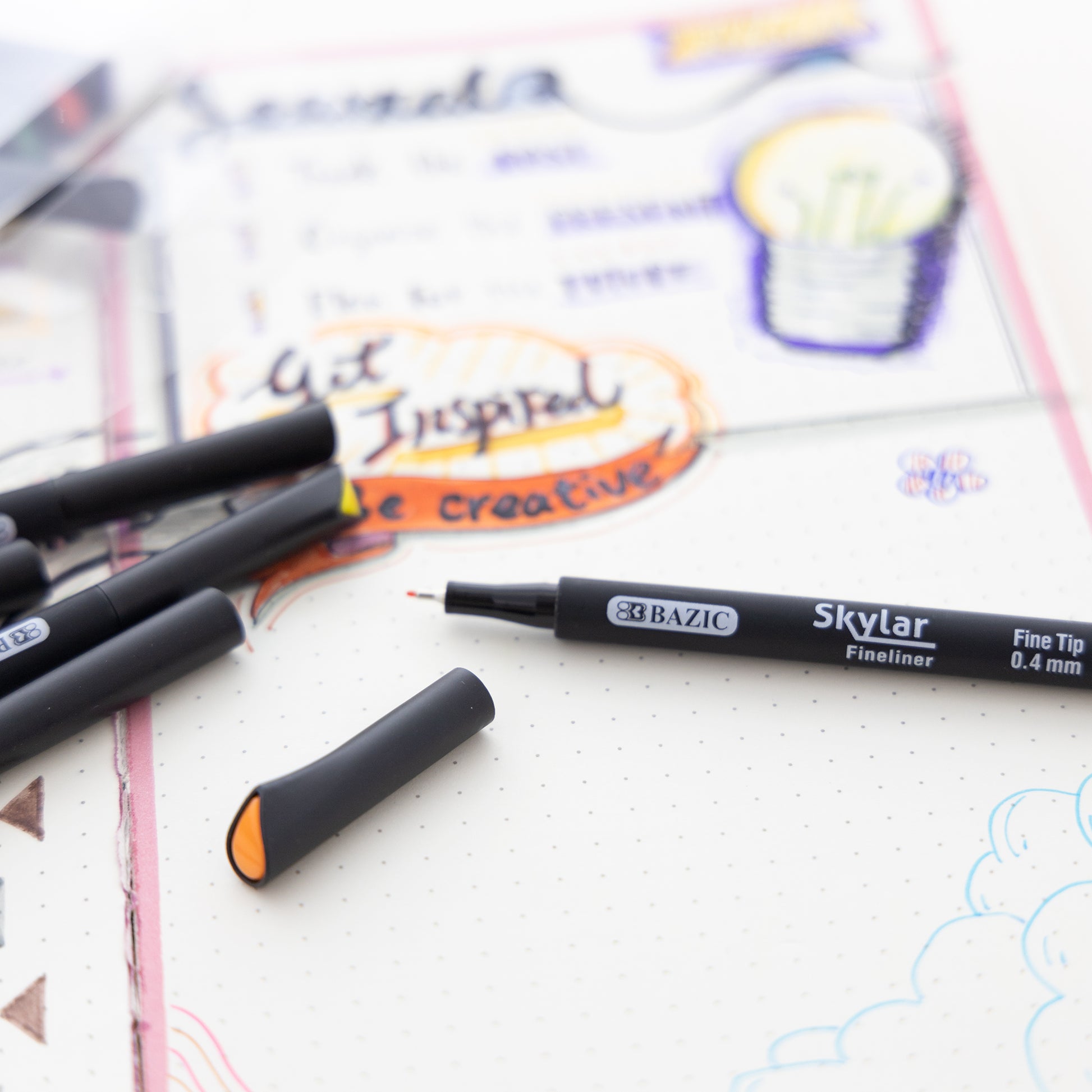 10 Color Skylar 0.4mm Fineliner Pen - set of 10 colored fineliner pens with fine tips