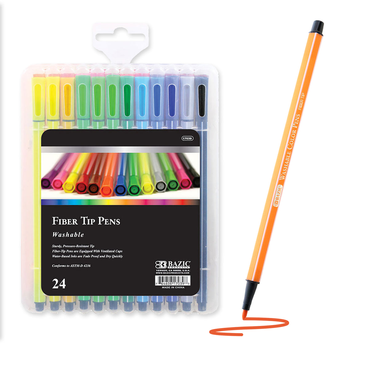 24 Color Washable Fiber Tip Pen