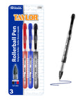 Taylor Assorted Color Rollerball Pen (3/Pack)