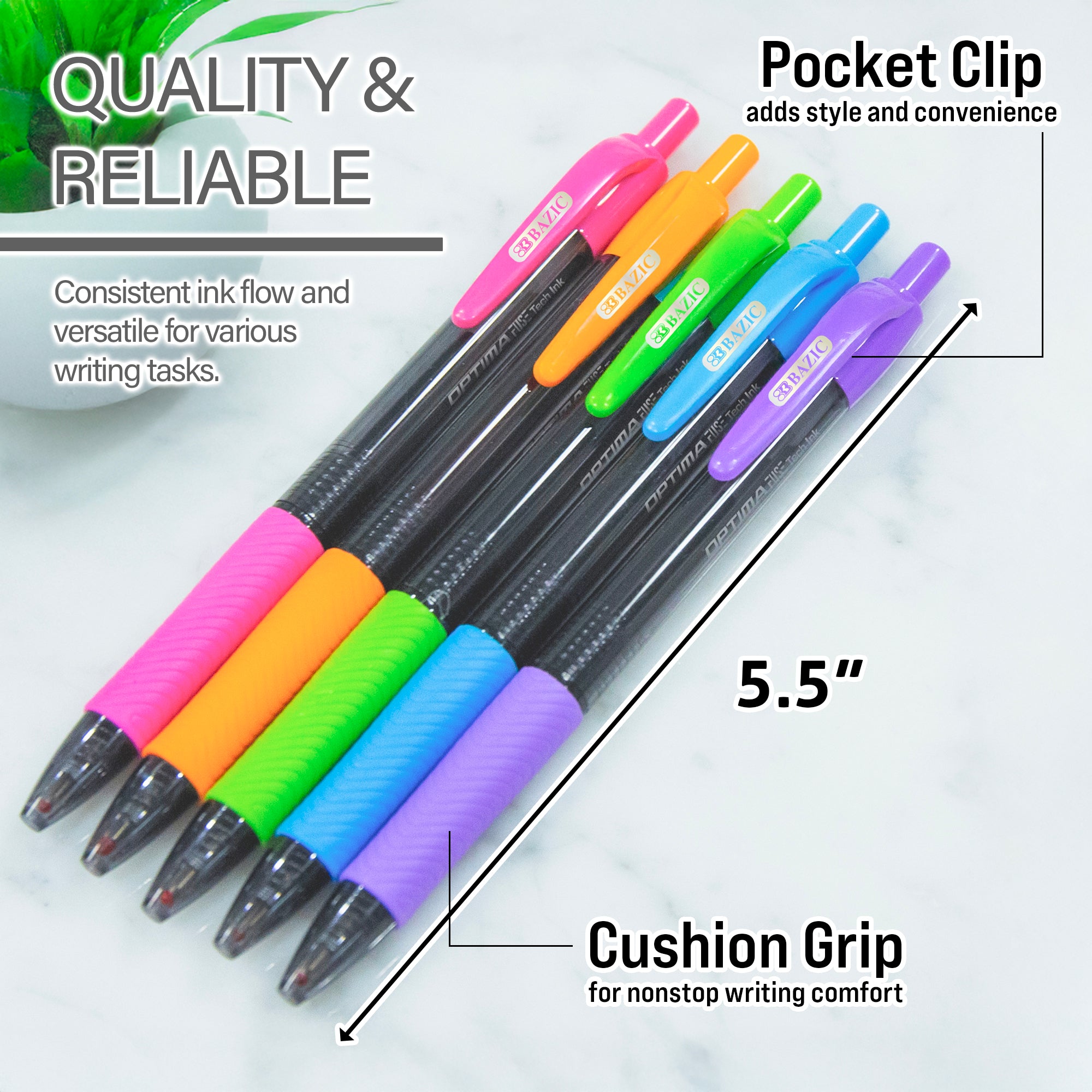 Optima 5-Color Retractable Ballpoint Pens, 1.0 mm Medium