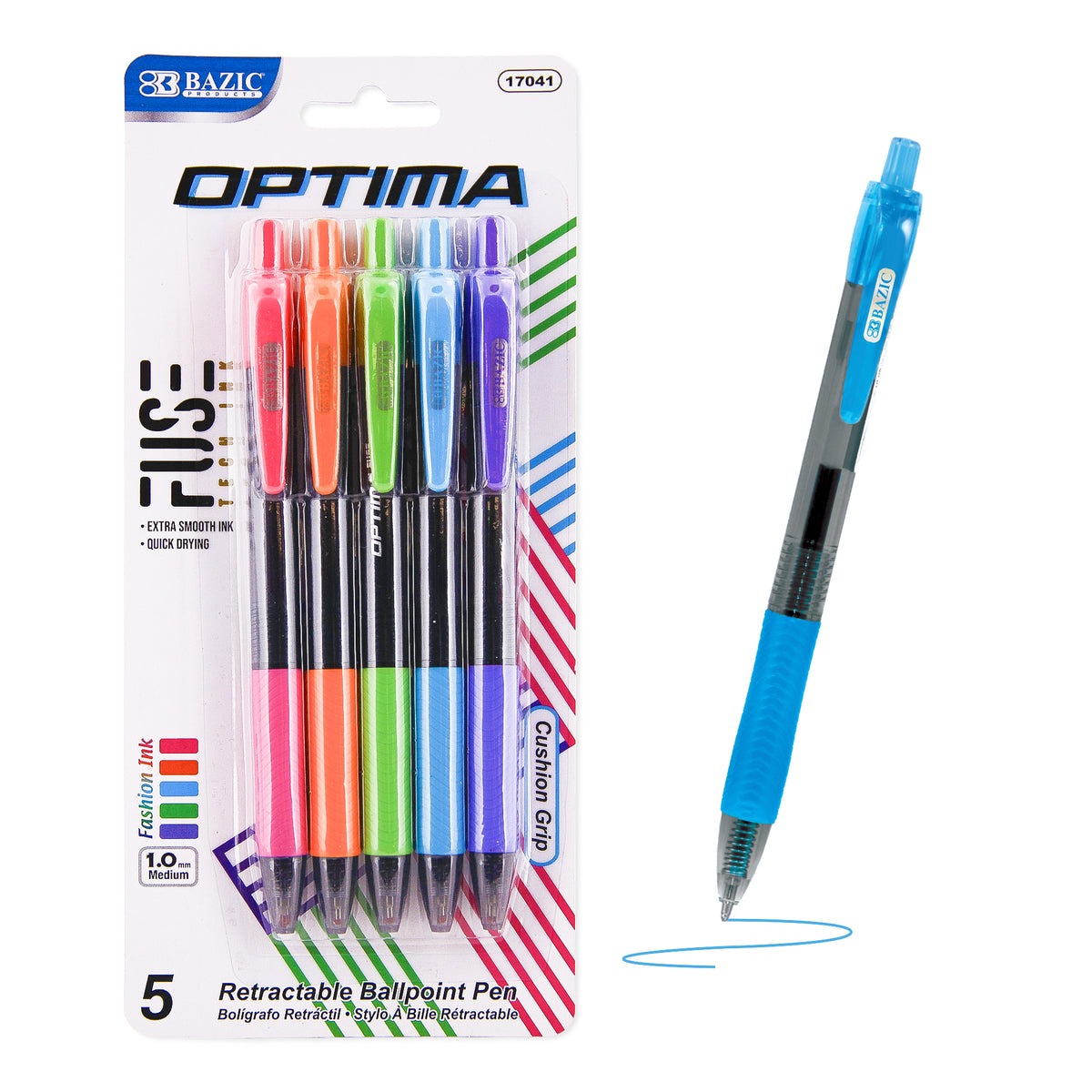 Optima 5-Color Retractable Pen, FUSE Tech Ink