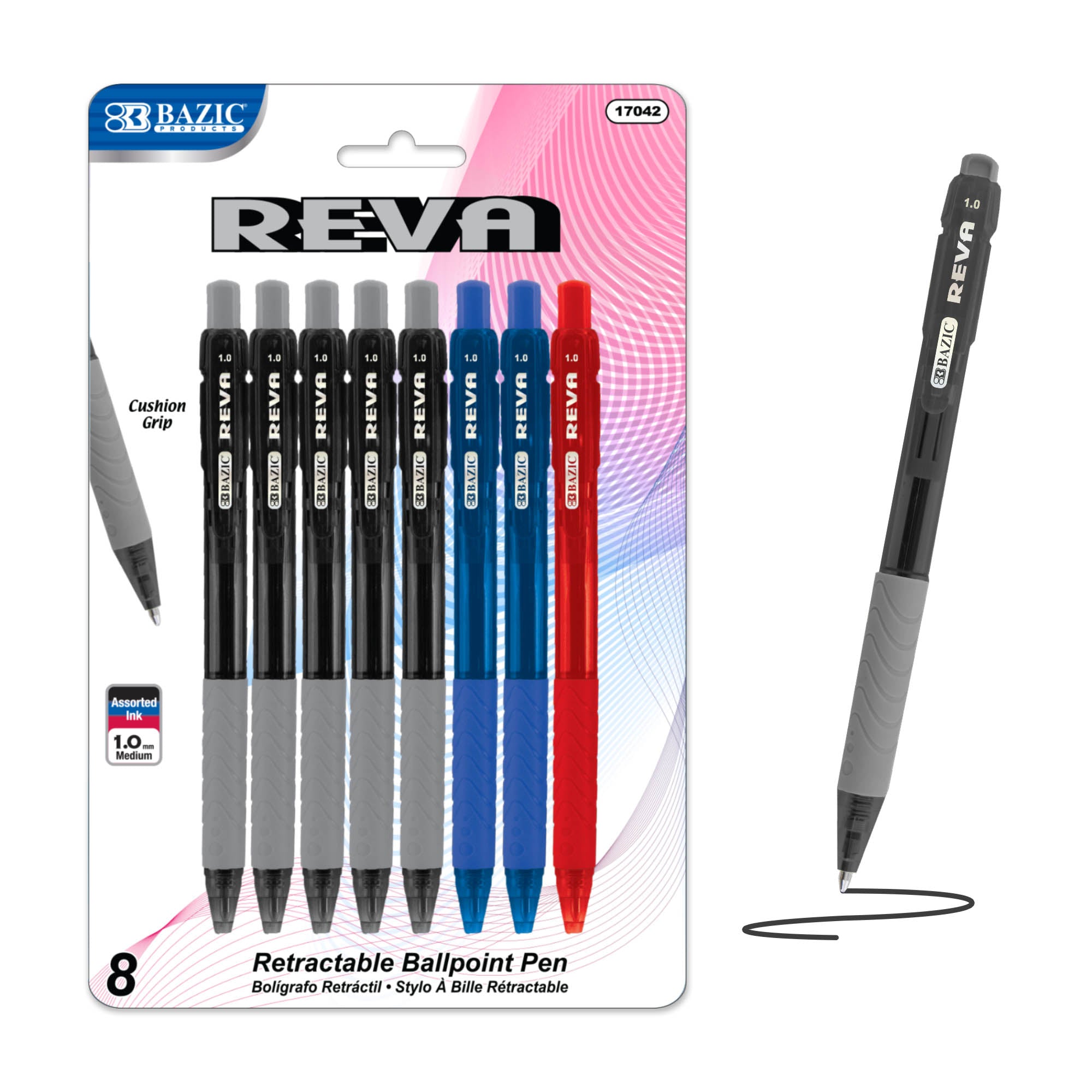 Assorted Retractable Ballpoint Pens, 8 Count, 1.0 mm Medium