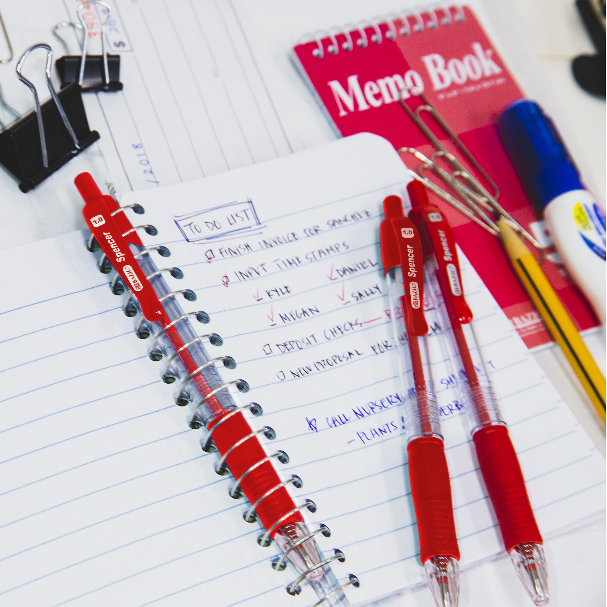Red Retractable Ballpoint Pens, 5 Count, 1.0 mm Medium