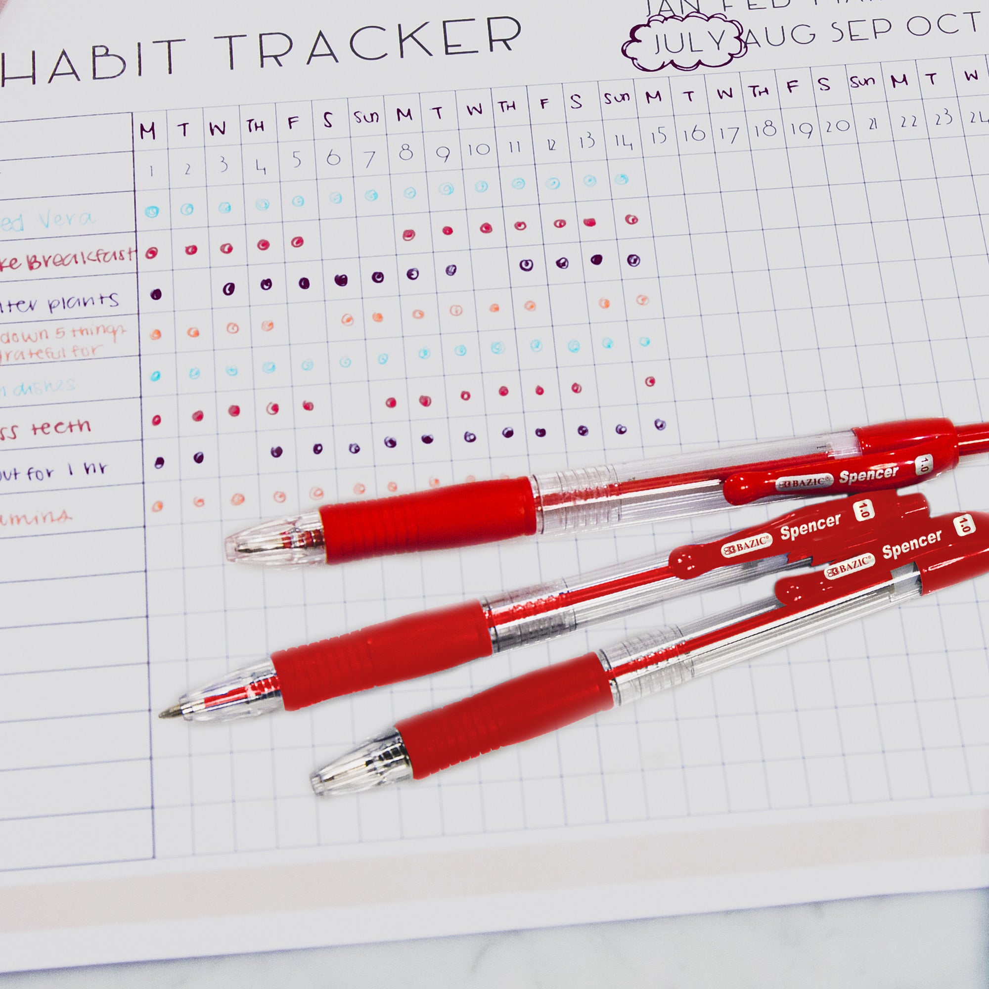 Red Retractable Ballpoint Pens, 5 Count, 1.0 mm Medium