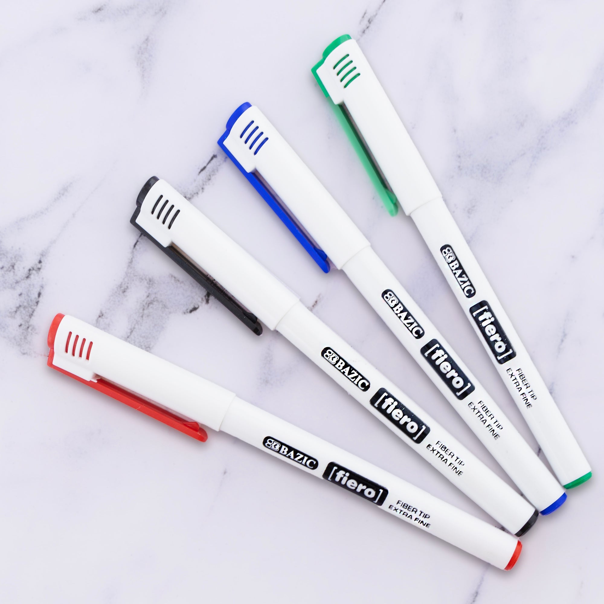 Fiero Assorted Fiber Tip Pens, Extra Fine, 4 Count