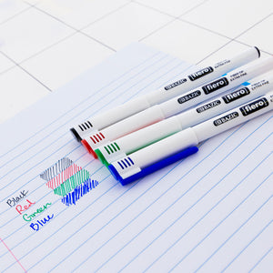 Fiero Assorted Color Fiber Tip Fineliner Pen (4/Pack)