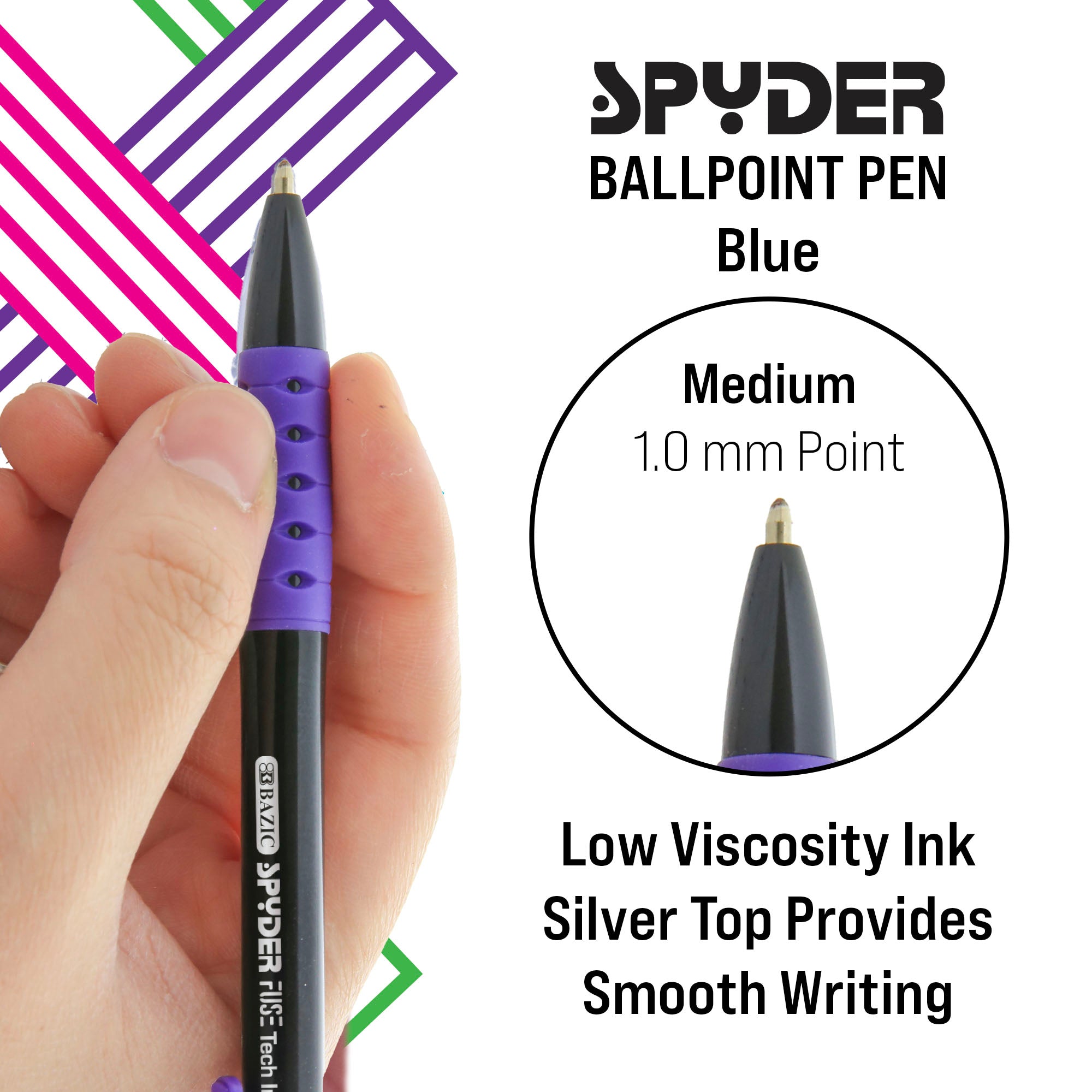 Retractable Ballpoint Pens, 4 Black Ink Pens, 1.0 mm