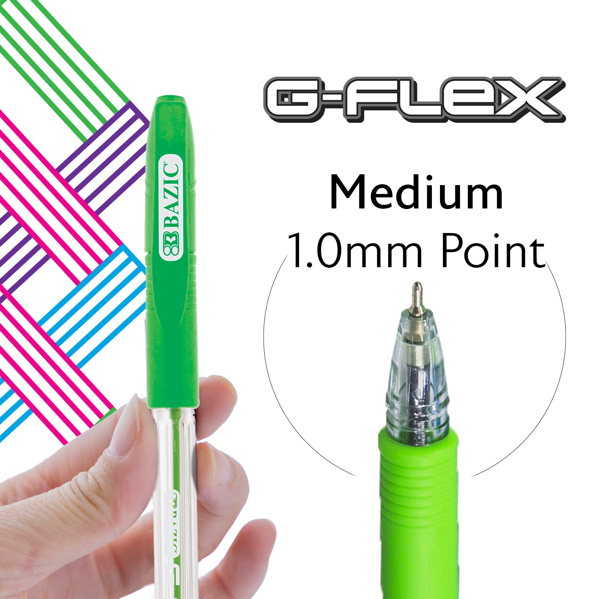 G-Flex Colored Ballpoint Pens, 10-Count, 1.0mm Medium