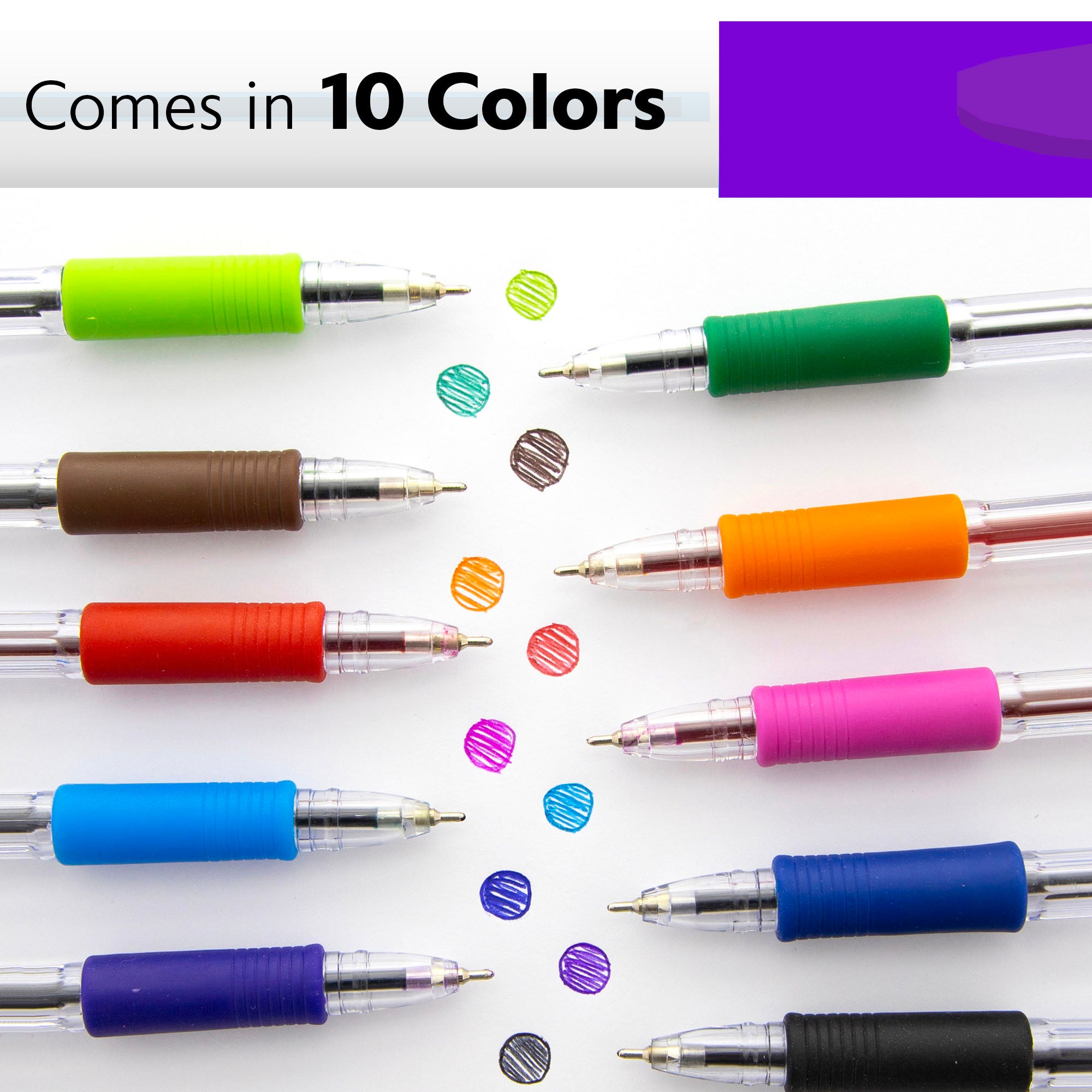 G-Flex Colored Ballpoint Pens, 10-Count, 1.0mm Medium