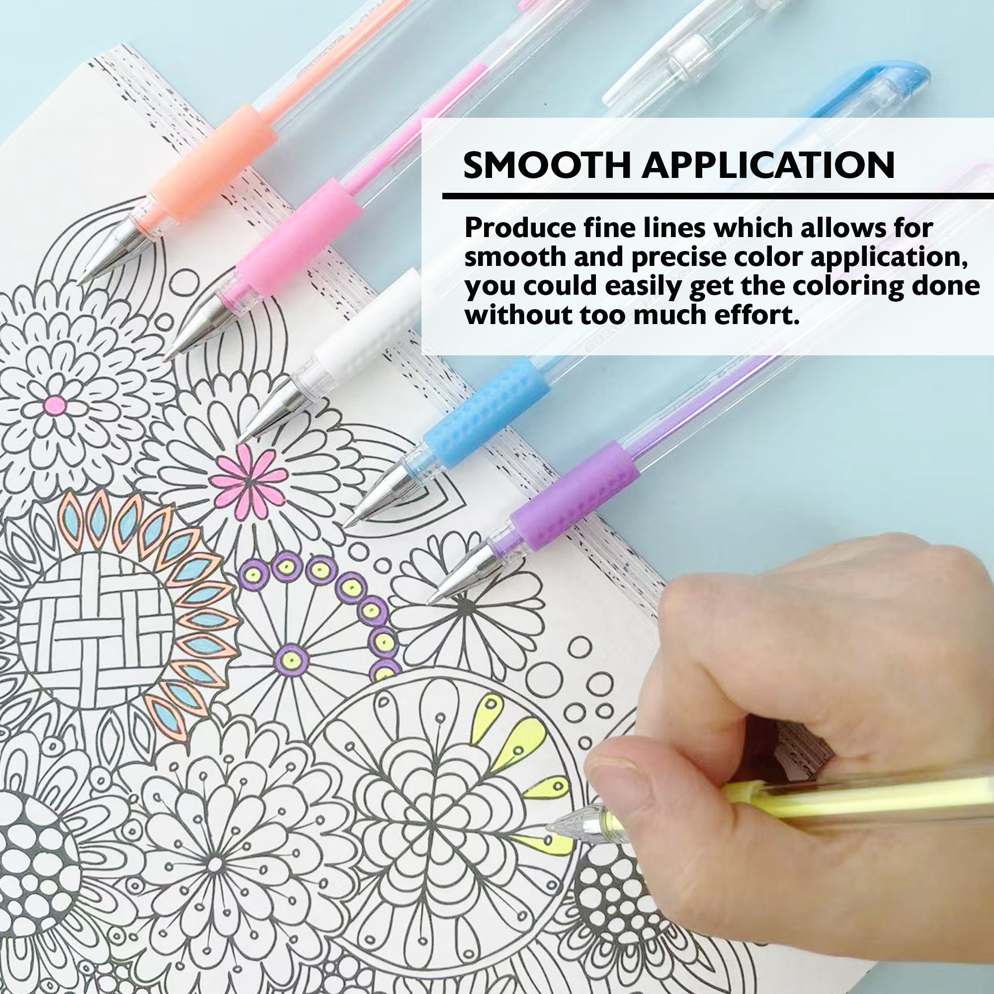 Essence Pastel Gel Pens, Grip, 0.8mm Medium, 6 Colors