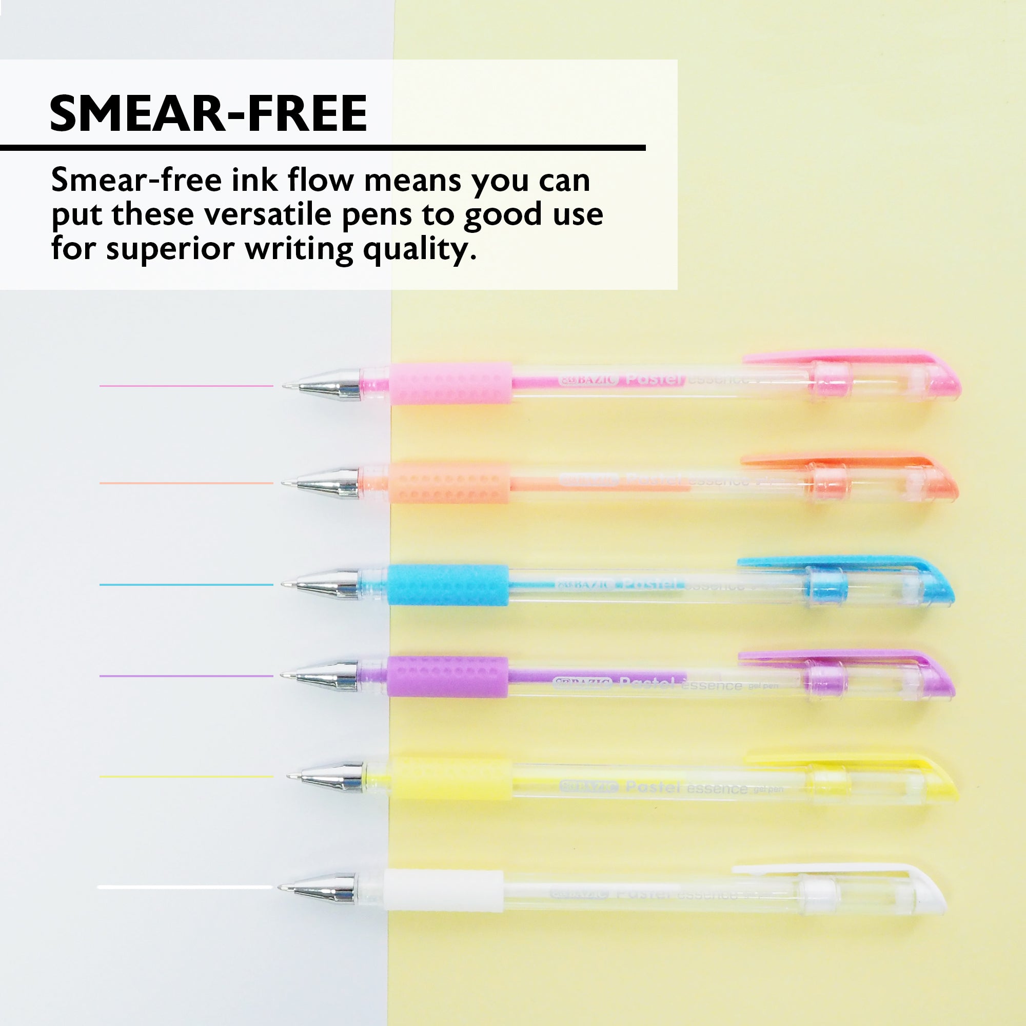 Essence Pastel Gel Pens, Grip, 0.8mm Medium, 6 Colors