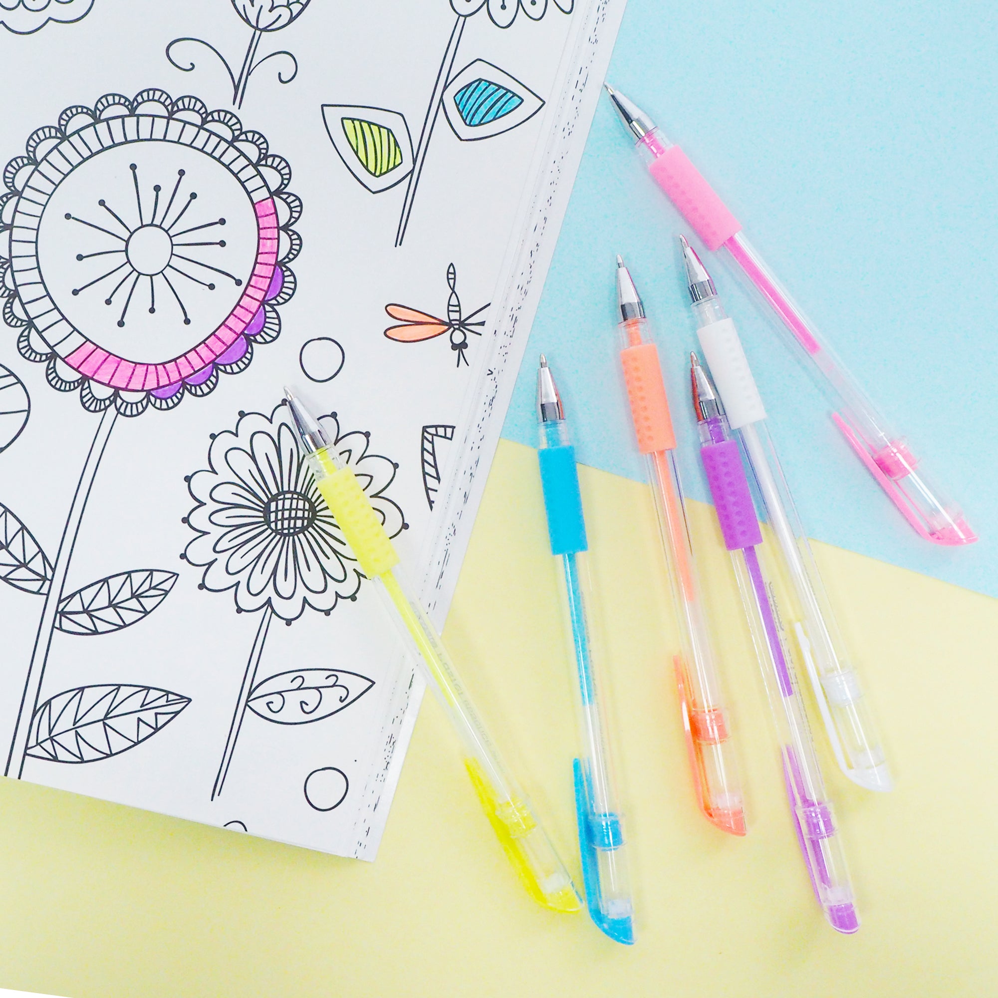 Essence Pastel Gel Pens, Grip, 0.8mm Medium, 6 Colors
