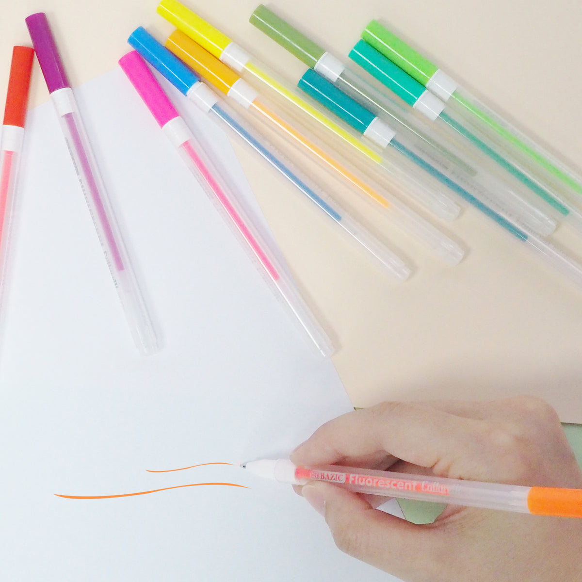 Collorelli Fluorescent Gel Pens, 0.8mm Medium, 12 Colors