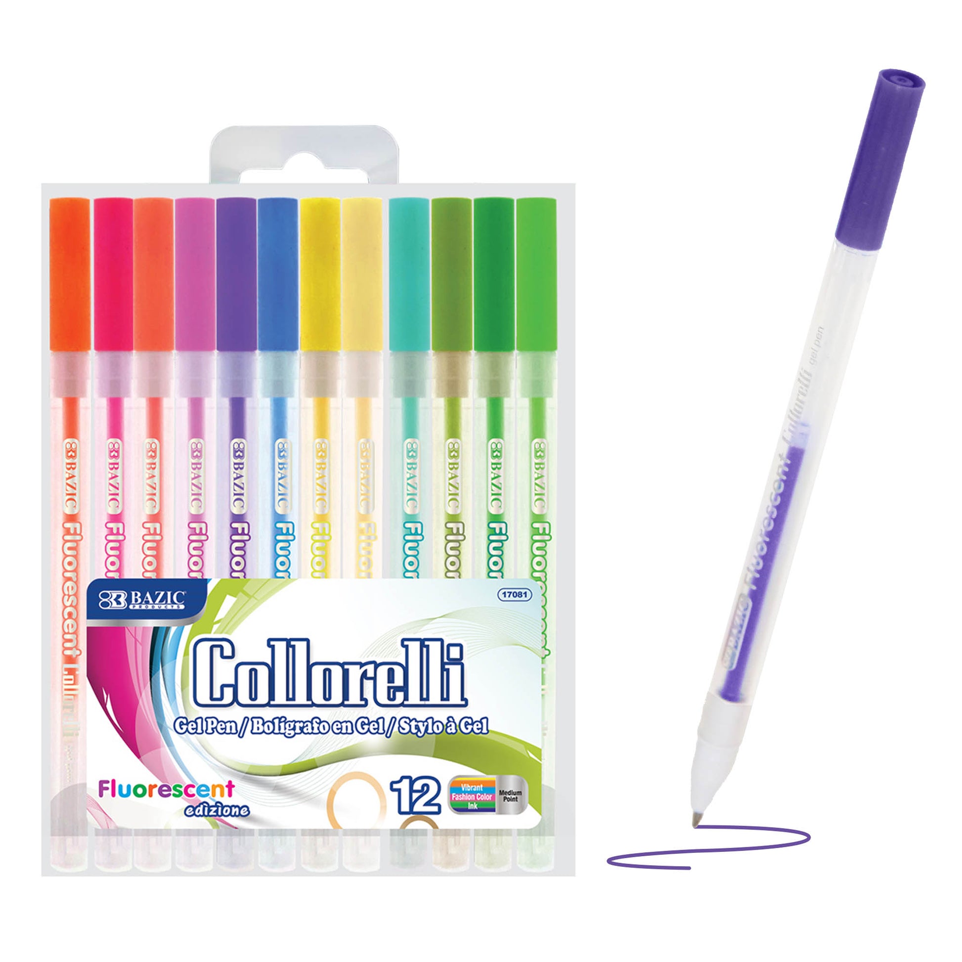 12 Fluorescent Color Collorelli Gel Pen