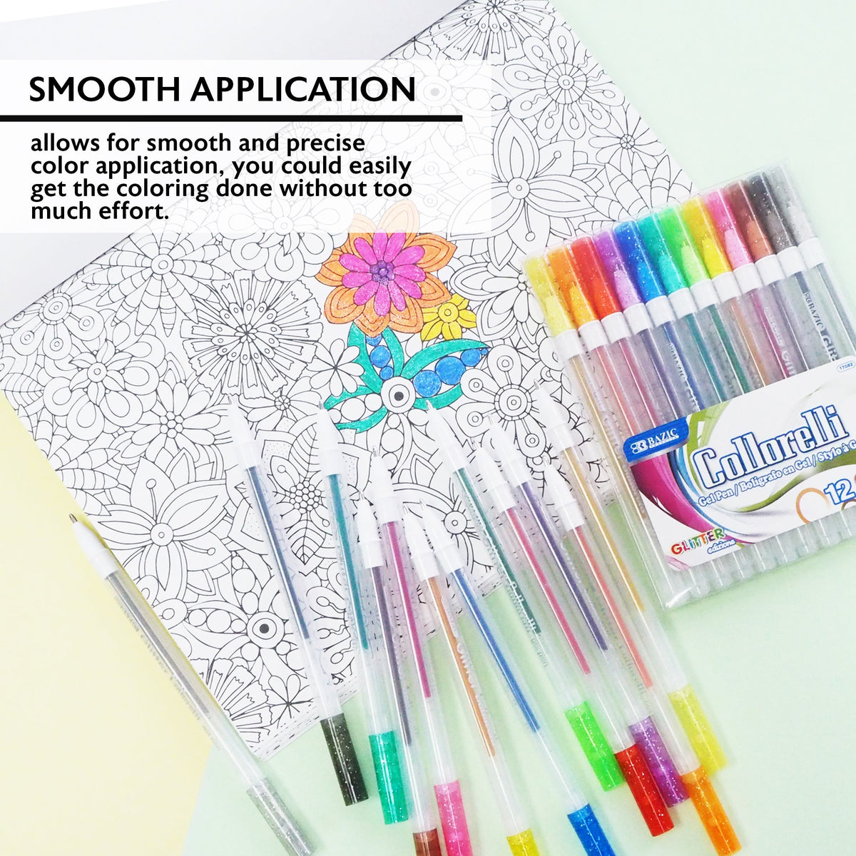 Collorelli Glitter Gel Pens, 1.0mm Medium, 12 Colors