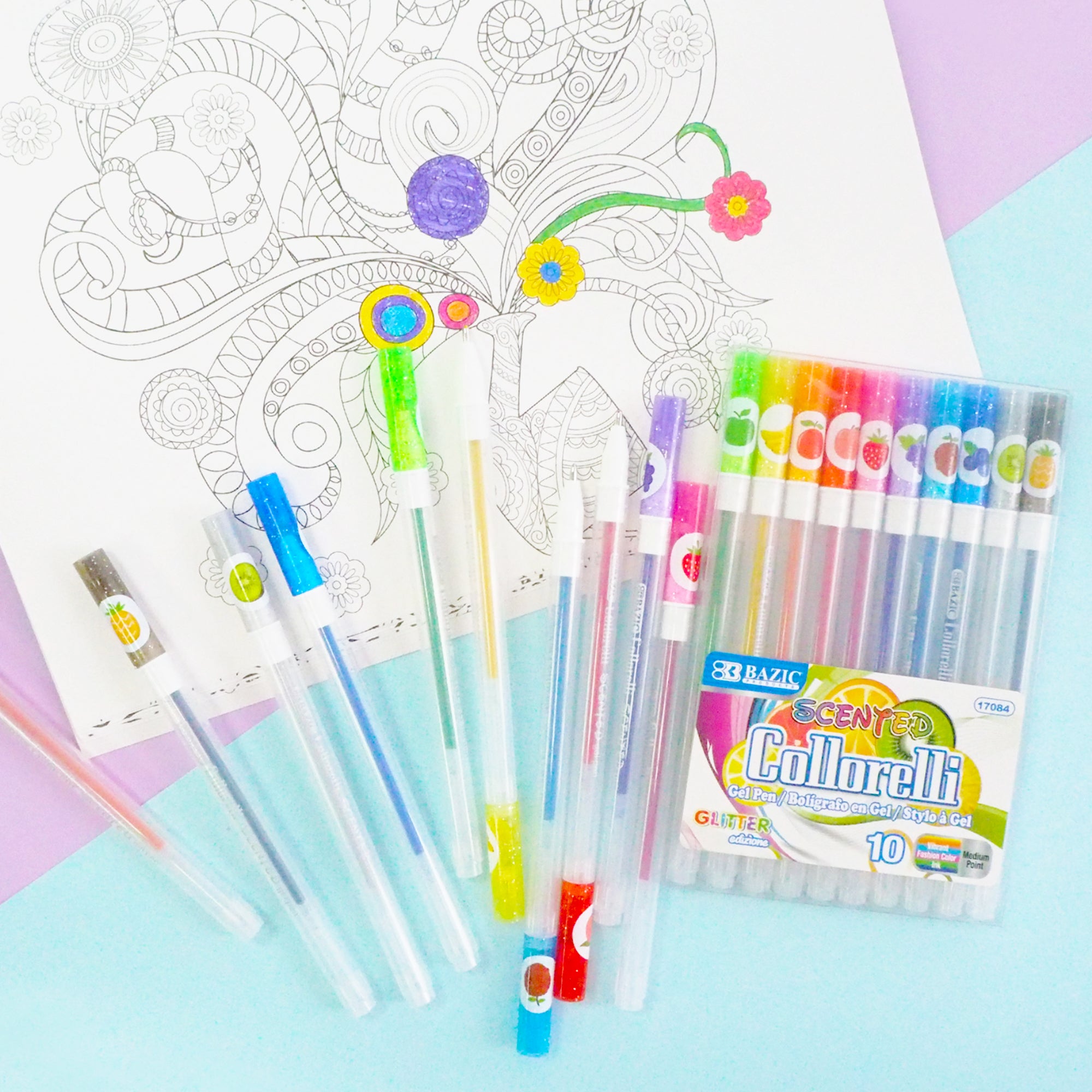 10 Scented Glitter Color Collorelli Gel Pen
