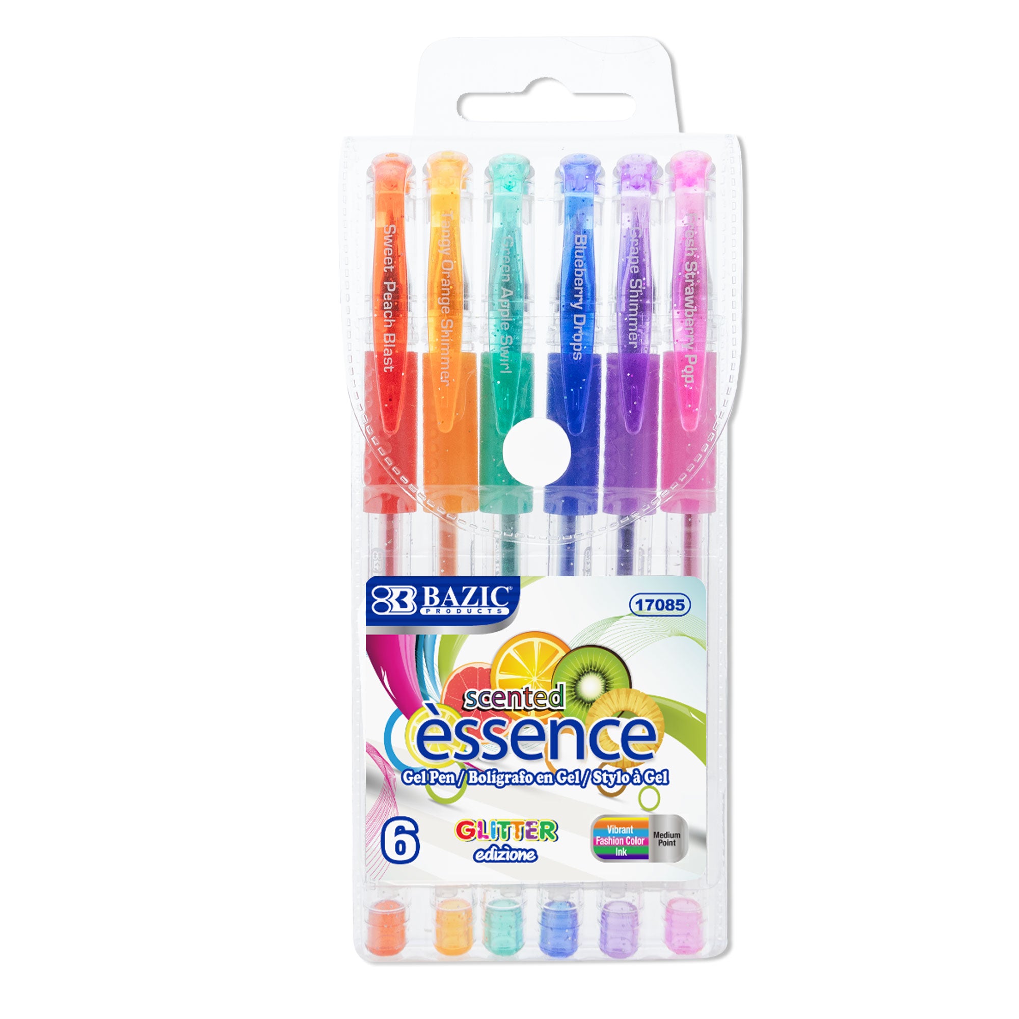 Scented Glitter Gel Pens, 6 Count, Medium Point