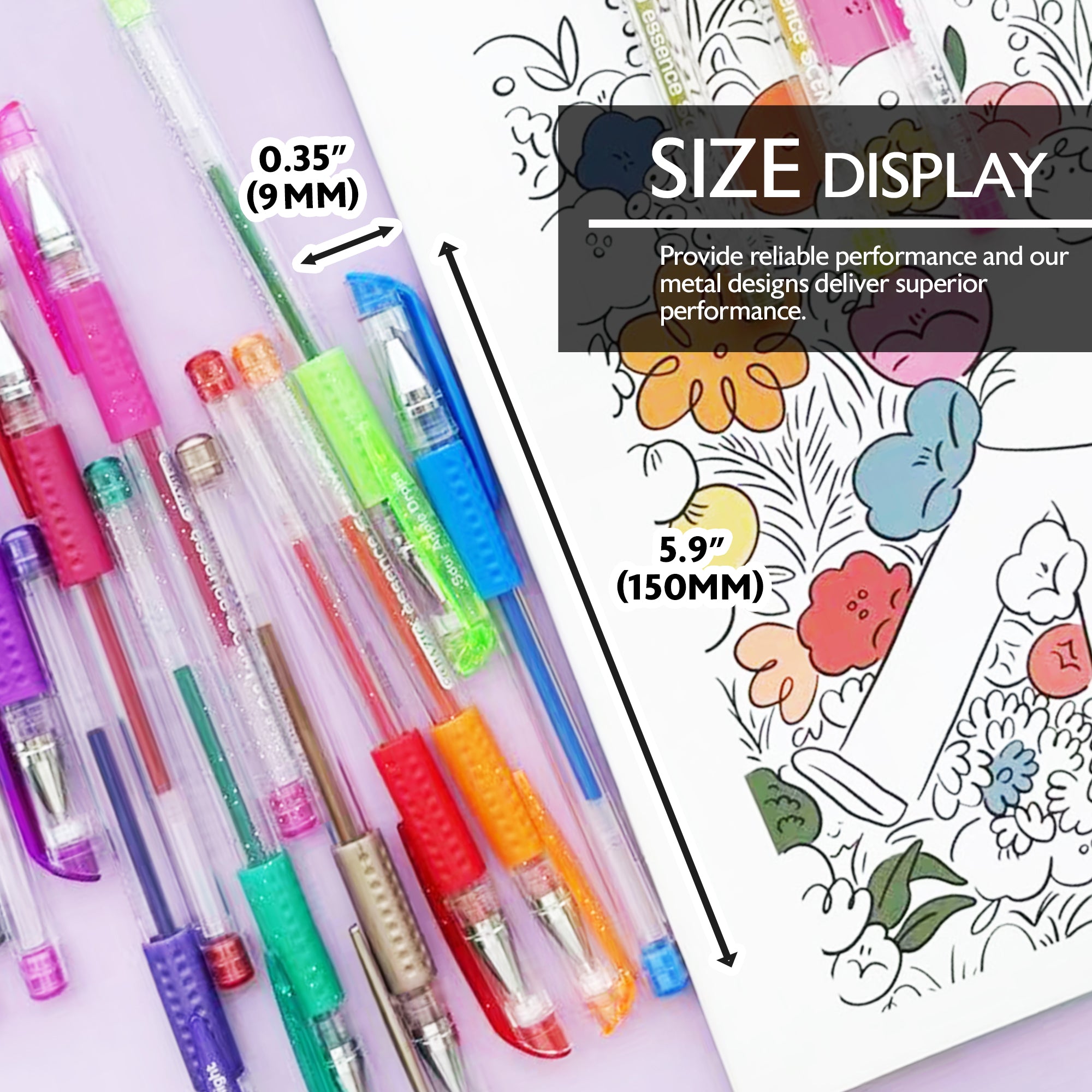 Essence 24 Colors Gel Pens, 1.0 mm Medium, Cushion Grip