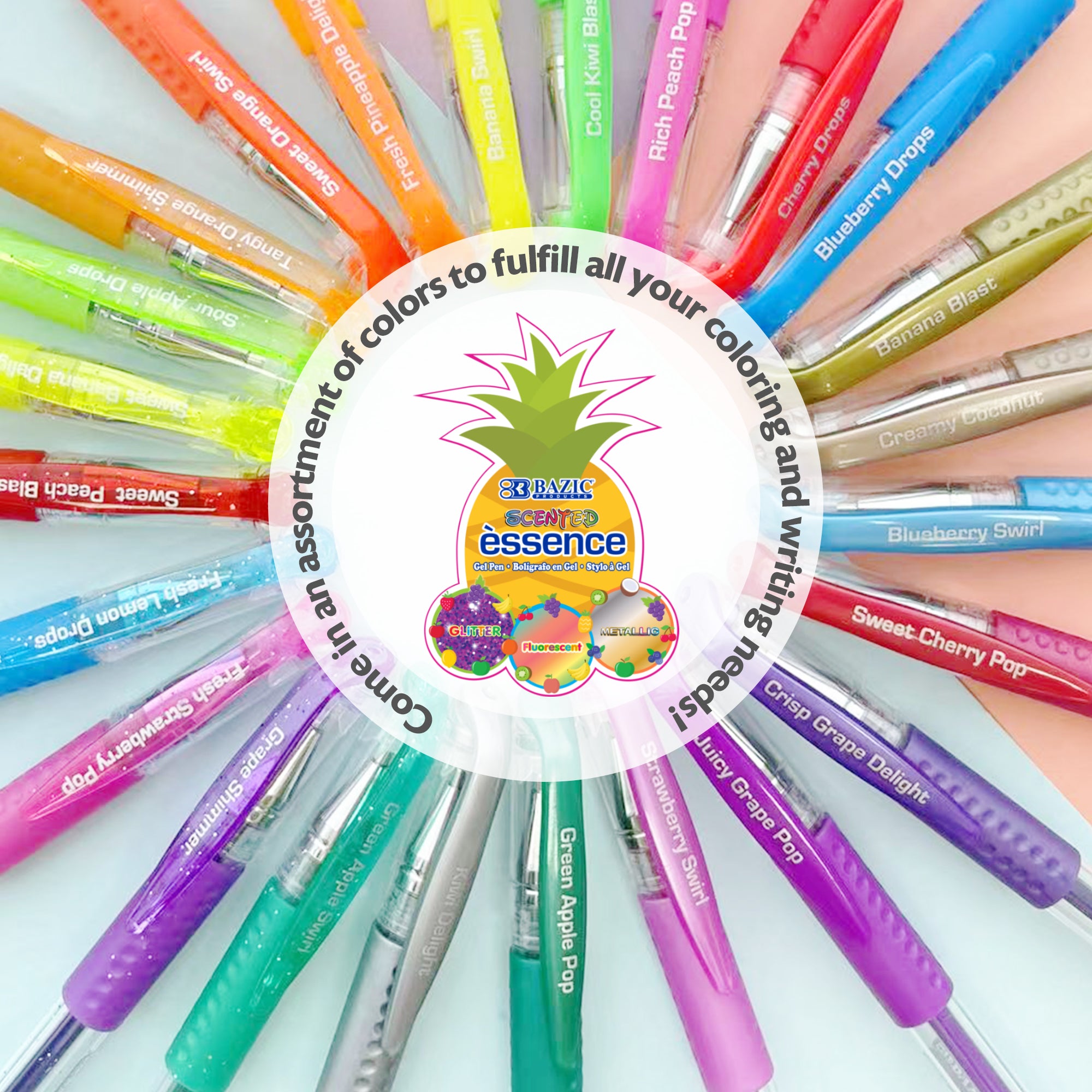 Essence 24 Colors Gel Pens, 1.0 mm Medium, Cushion Grip