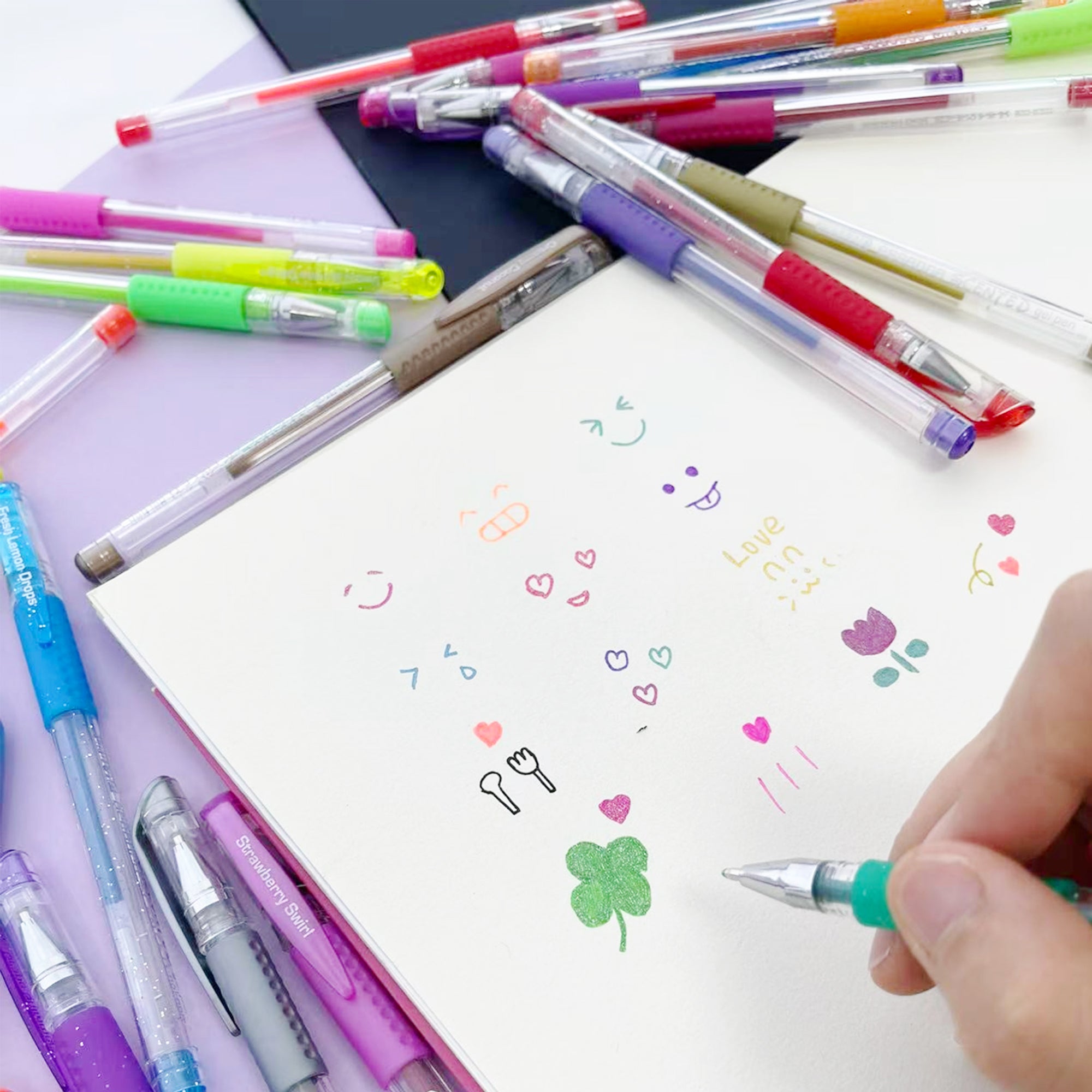 Essence 24 Colors Gel Pens, 1.0 mm Medium, Cushion Grip