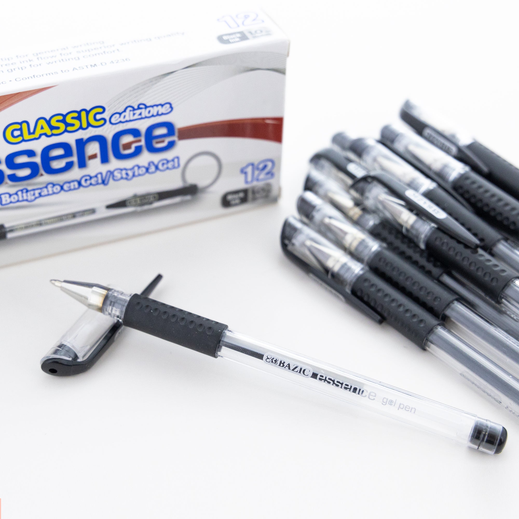 Essence Black Gel Pens, 1.0 mm Medium, 12 Count