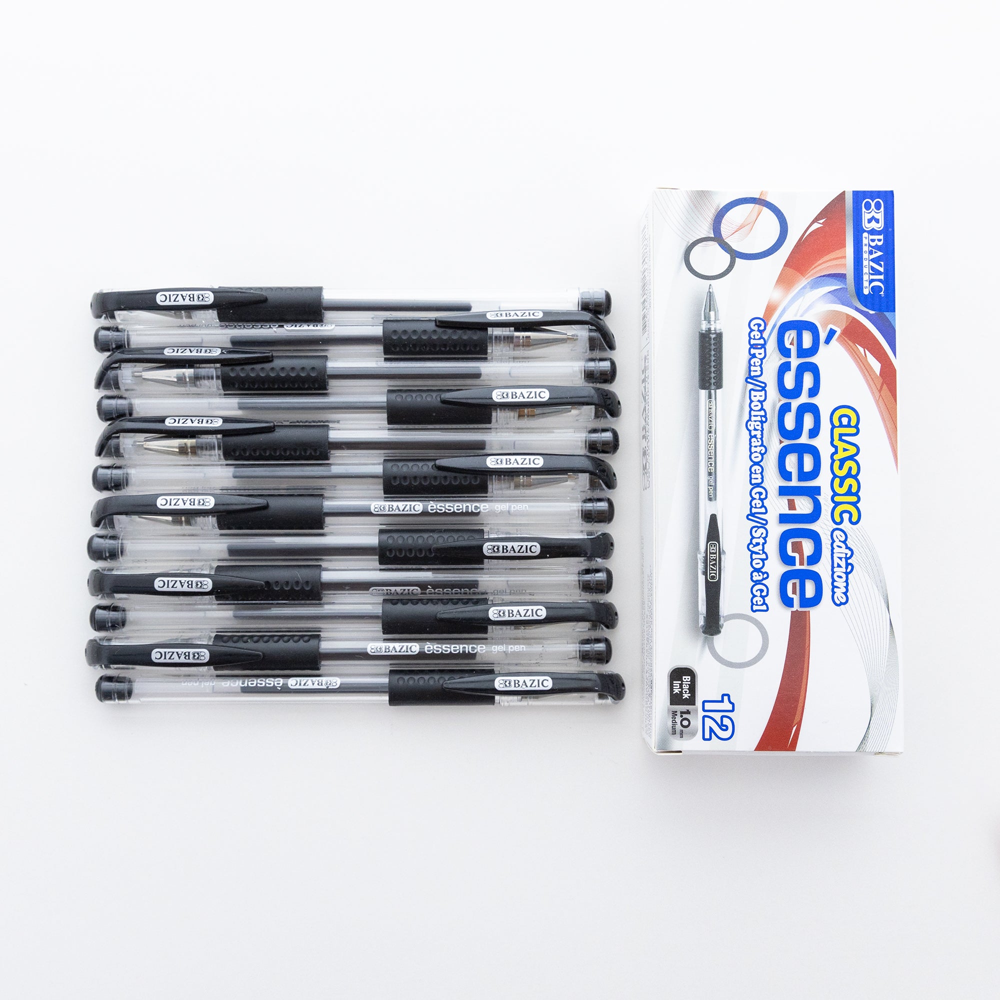 Essence Black Gel Pens, 1.0 mm Medium, 12 Count