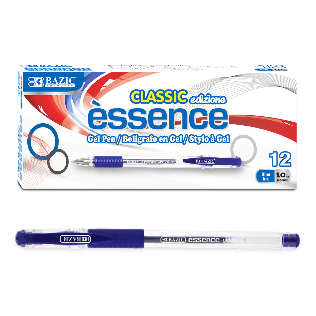 Essence Blue Gel Pen w/ Cushion Grip (12/Box)