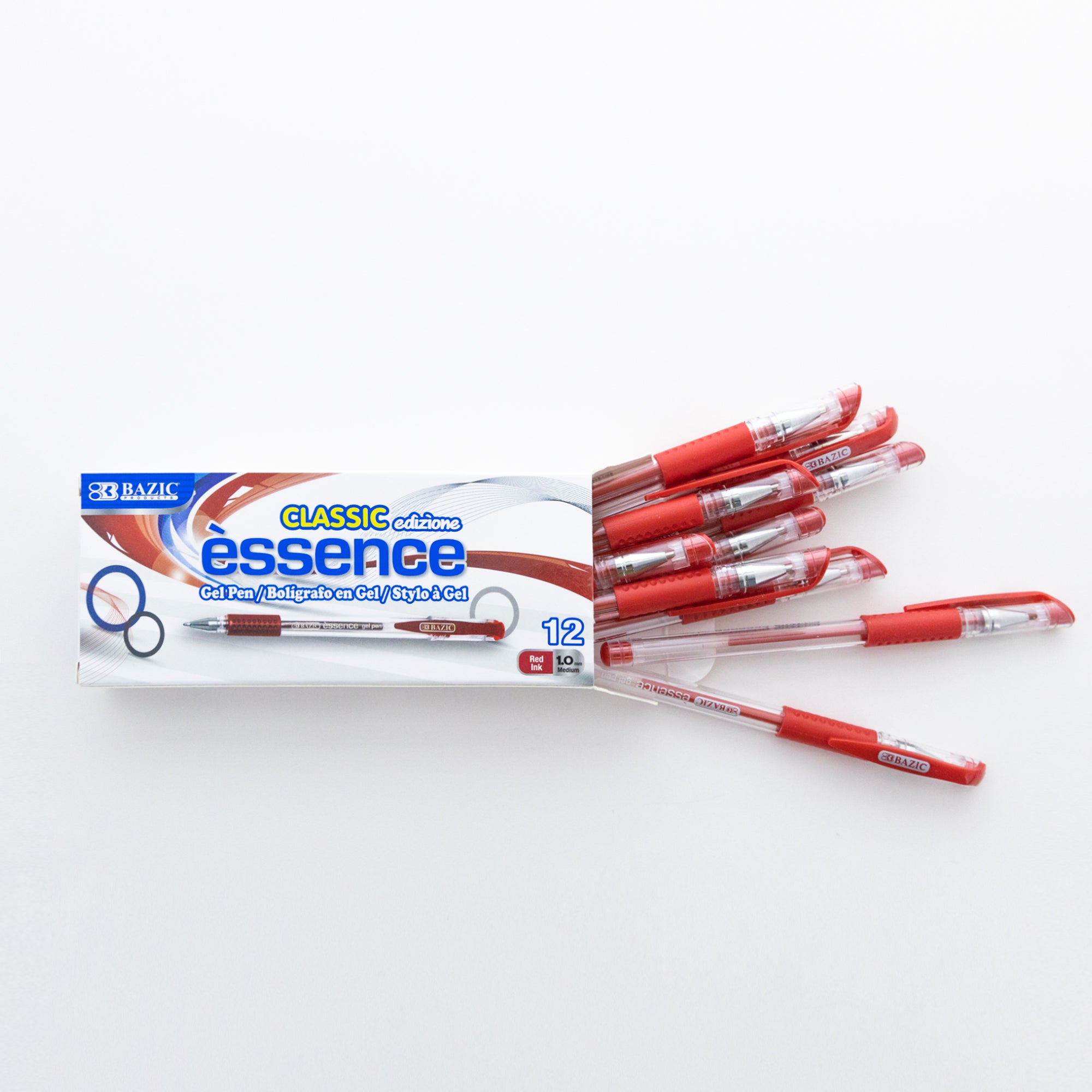 Essence Red Gel Pens, 1.0 mm Medium, 12 Count