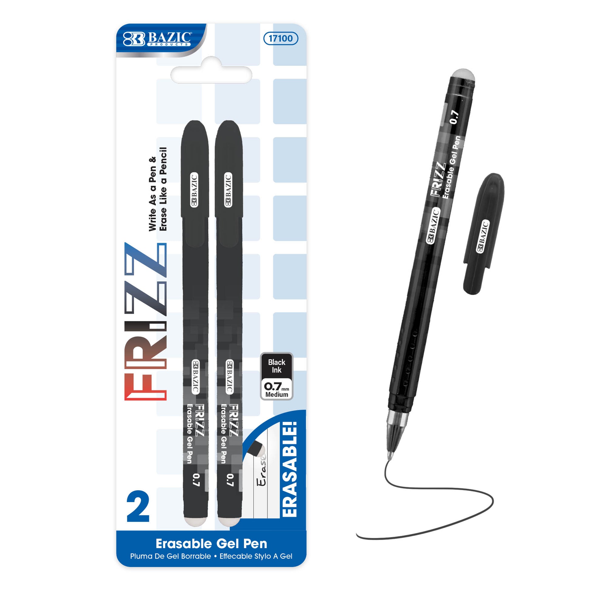 Frizz Black Erasable Gel Pen