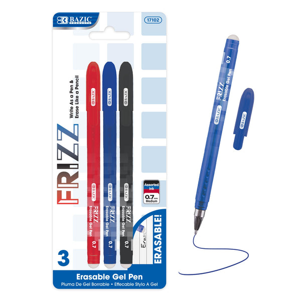 Frizz Assorted Gel Pens, 0.7 mm Medium, 3 Count