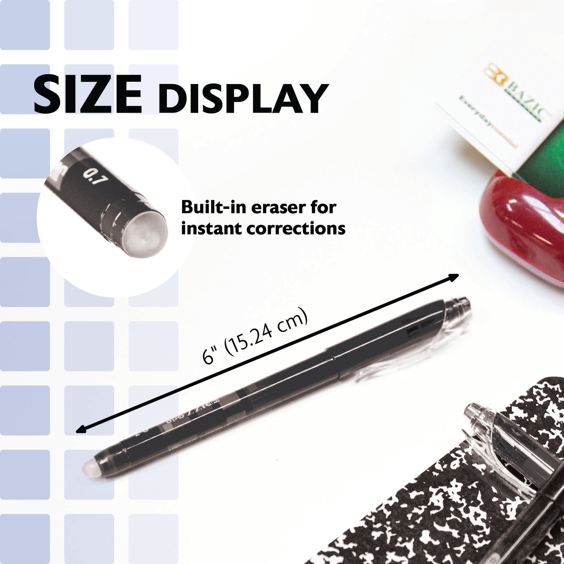 Frizz Black Erasable Gel Pen with Grip