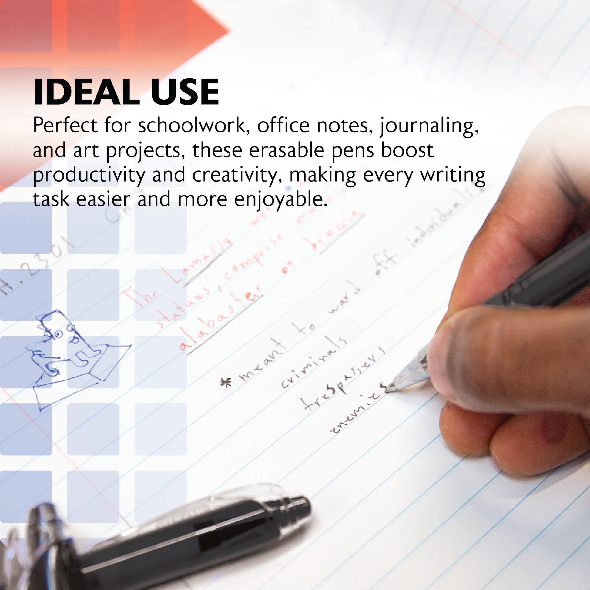 Frizz Black Erasable Gel Pen with Grip