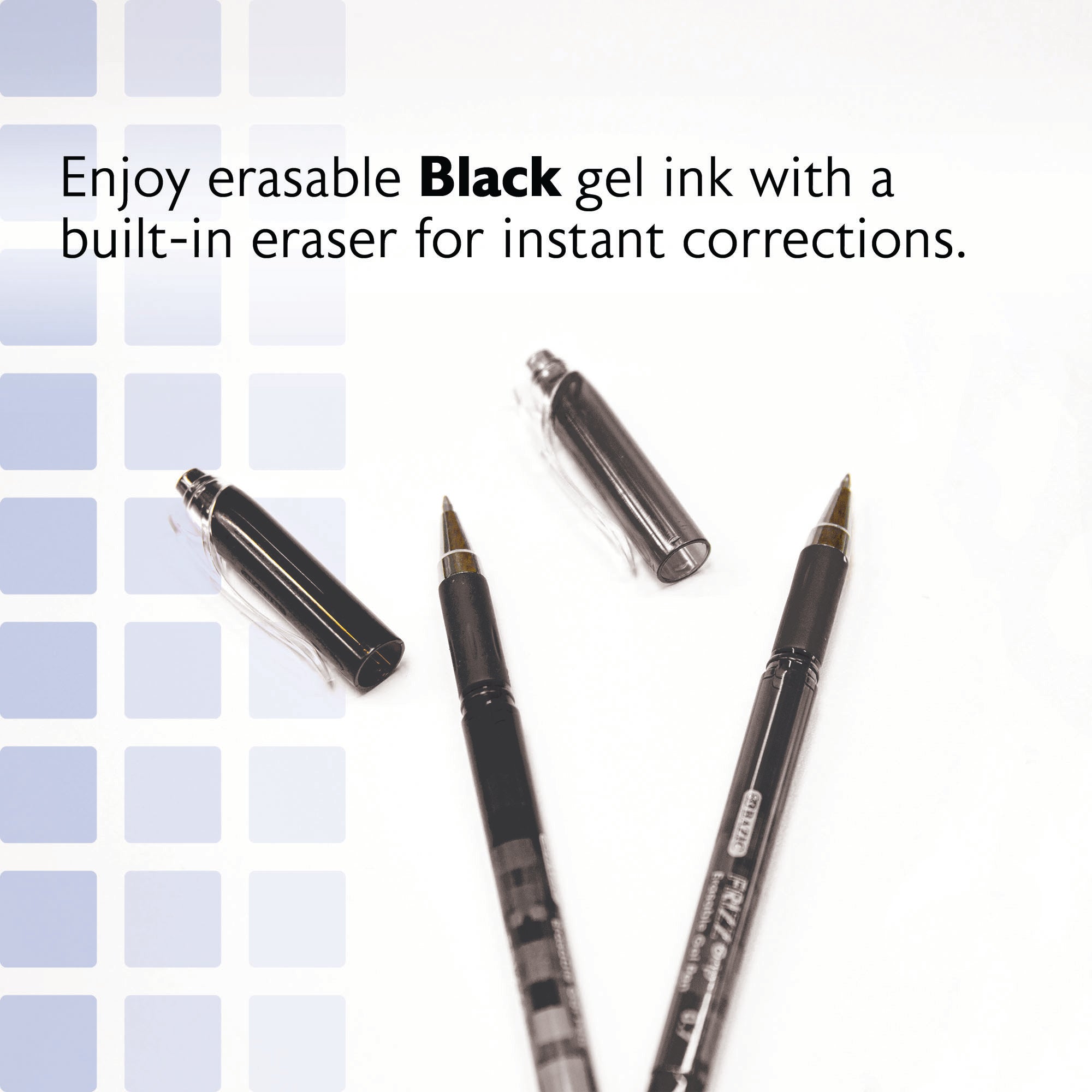 Frizz Black Gel Pens, 0.7 mm Medium, 1 Count, Grip