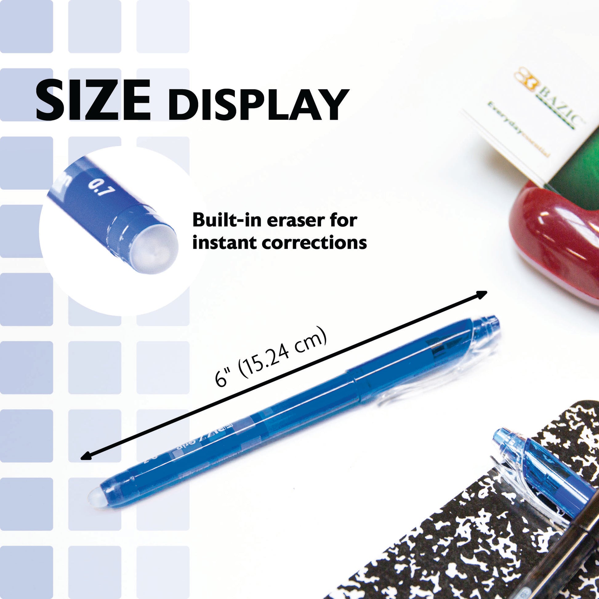 Frizz Blue Erasable Gel Pen with Grip