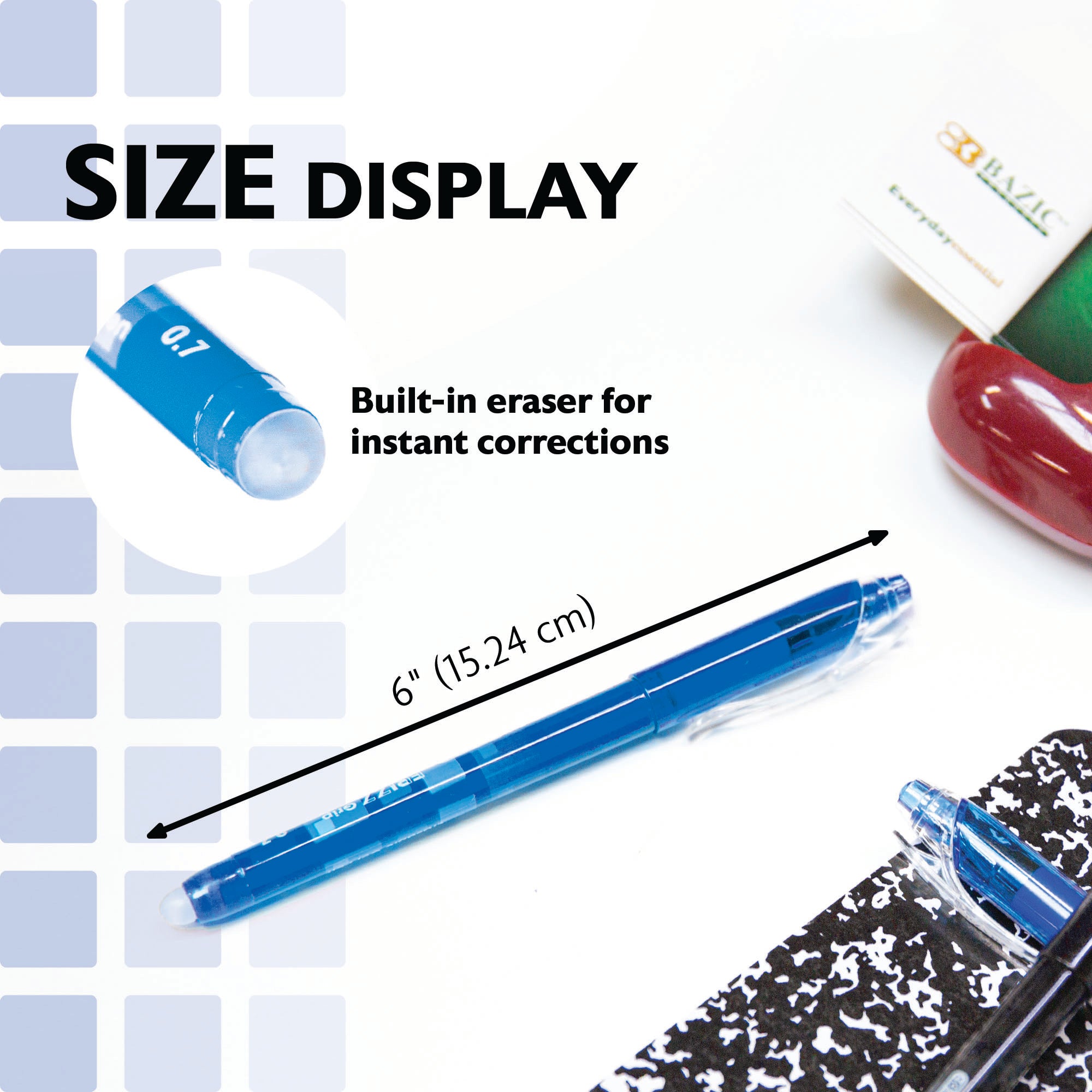 Frizz Blue Gel Pens, 0.7 mm Medium, 1 Count, Grip