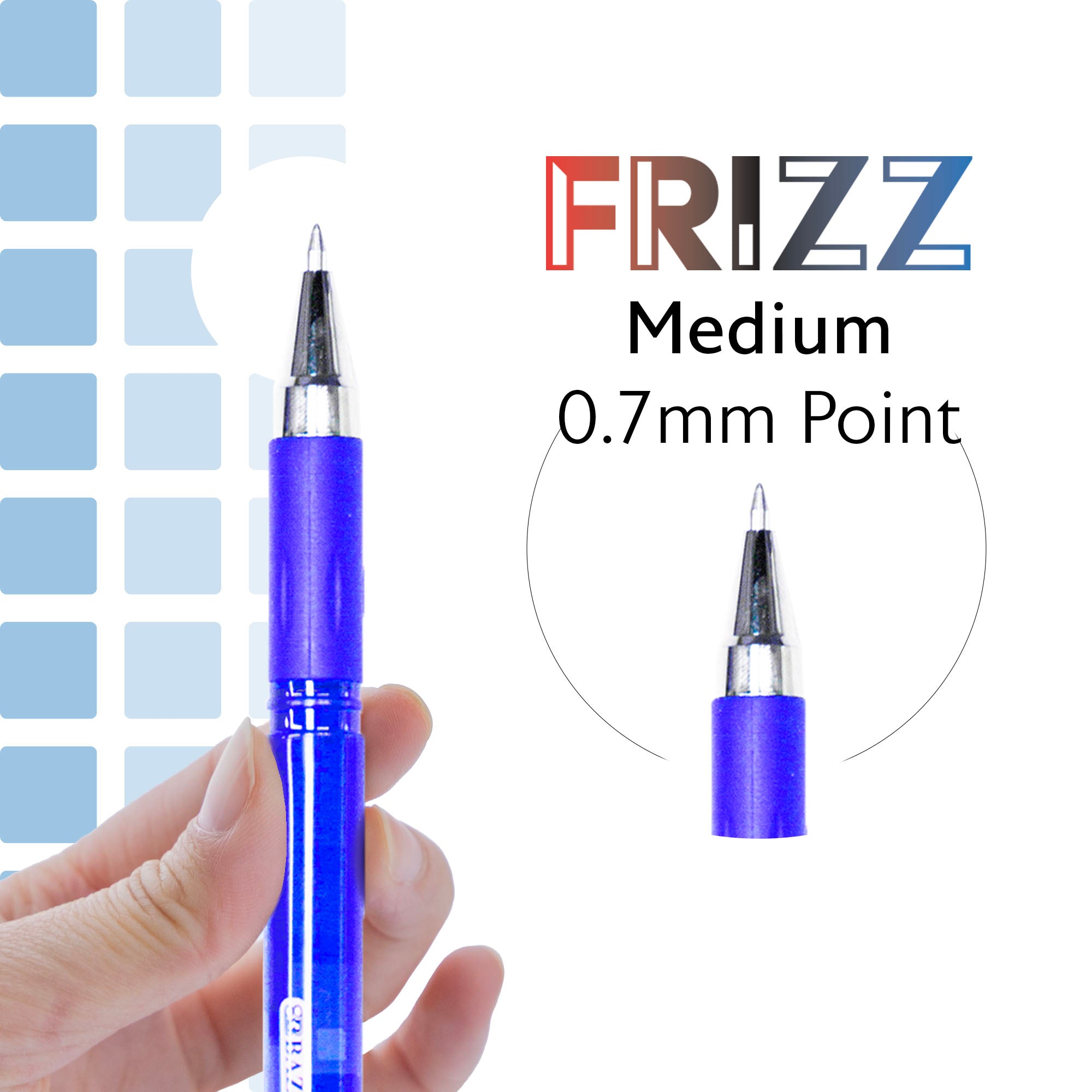 Frizz Blue Gel Pens, 0.7 mm Medium, 1 Count, Grip