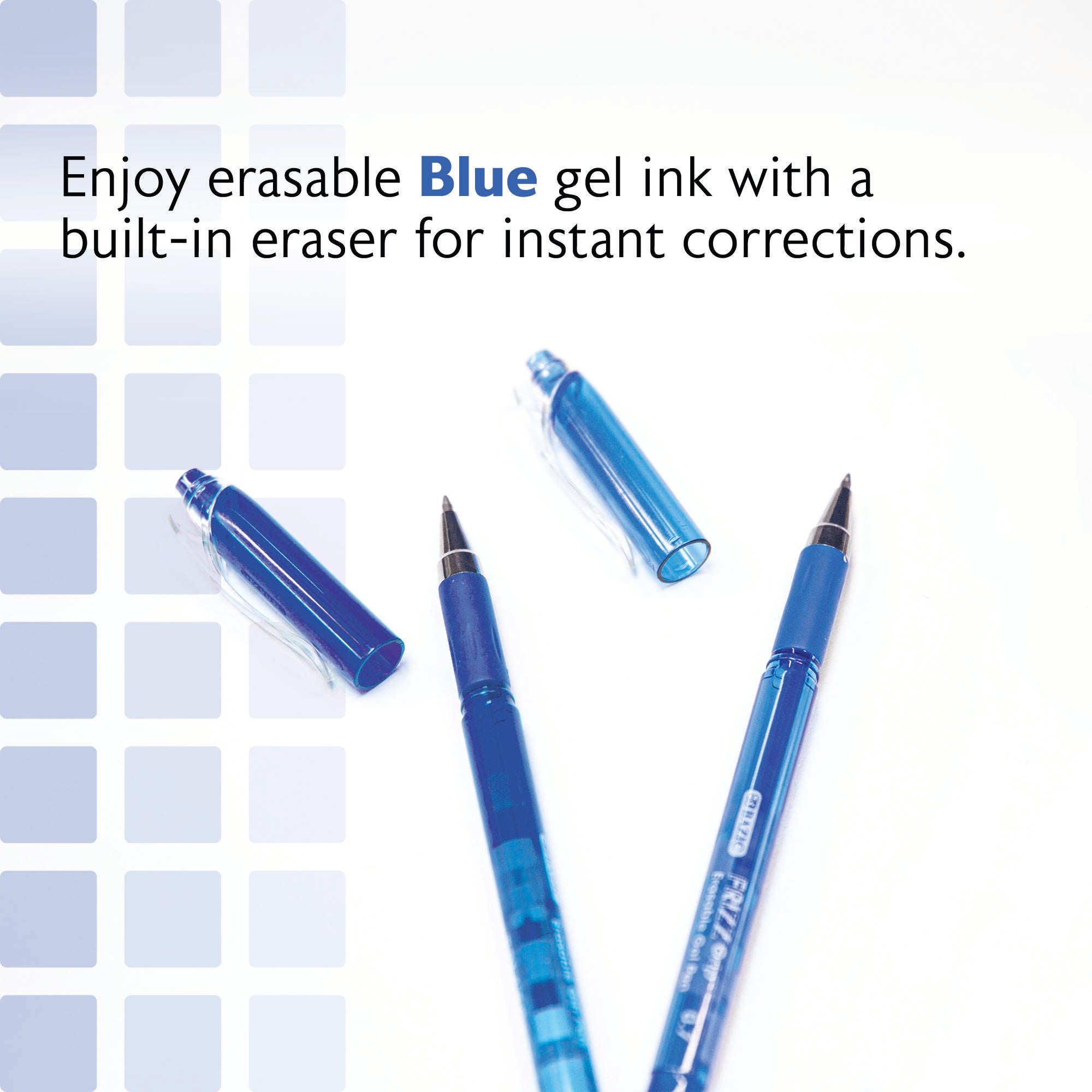 Frizz Blue Gel Pens, 0.7 mm Medium, 1 Count, Grip
