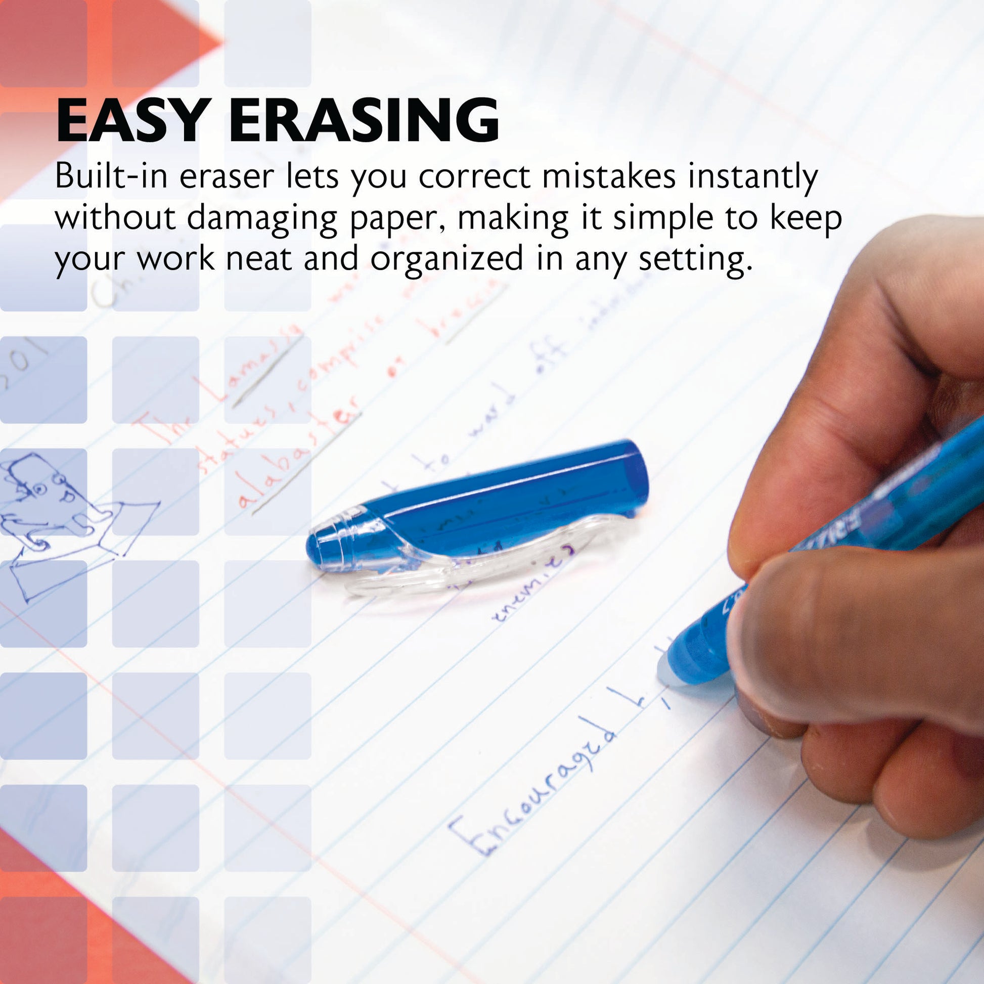 Frizz Blue Erasable Gel Pen with Grip