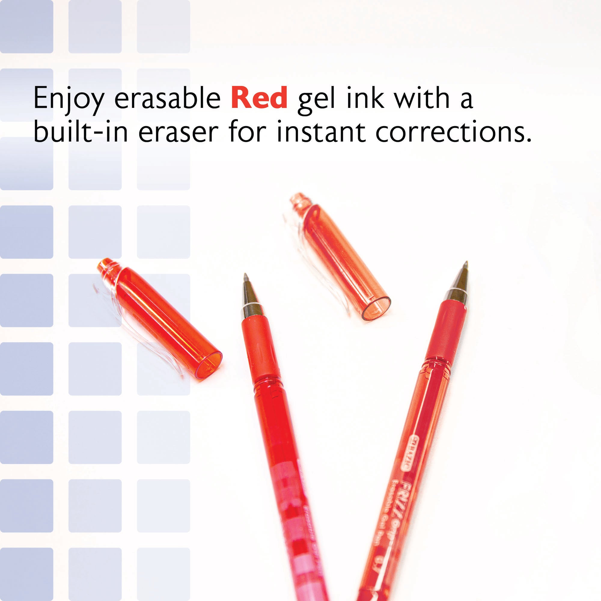 Frizz Red Gel Pens, 0.7 mm Medium, 1 Count, Grip