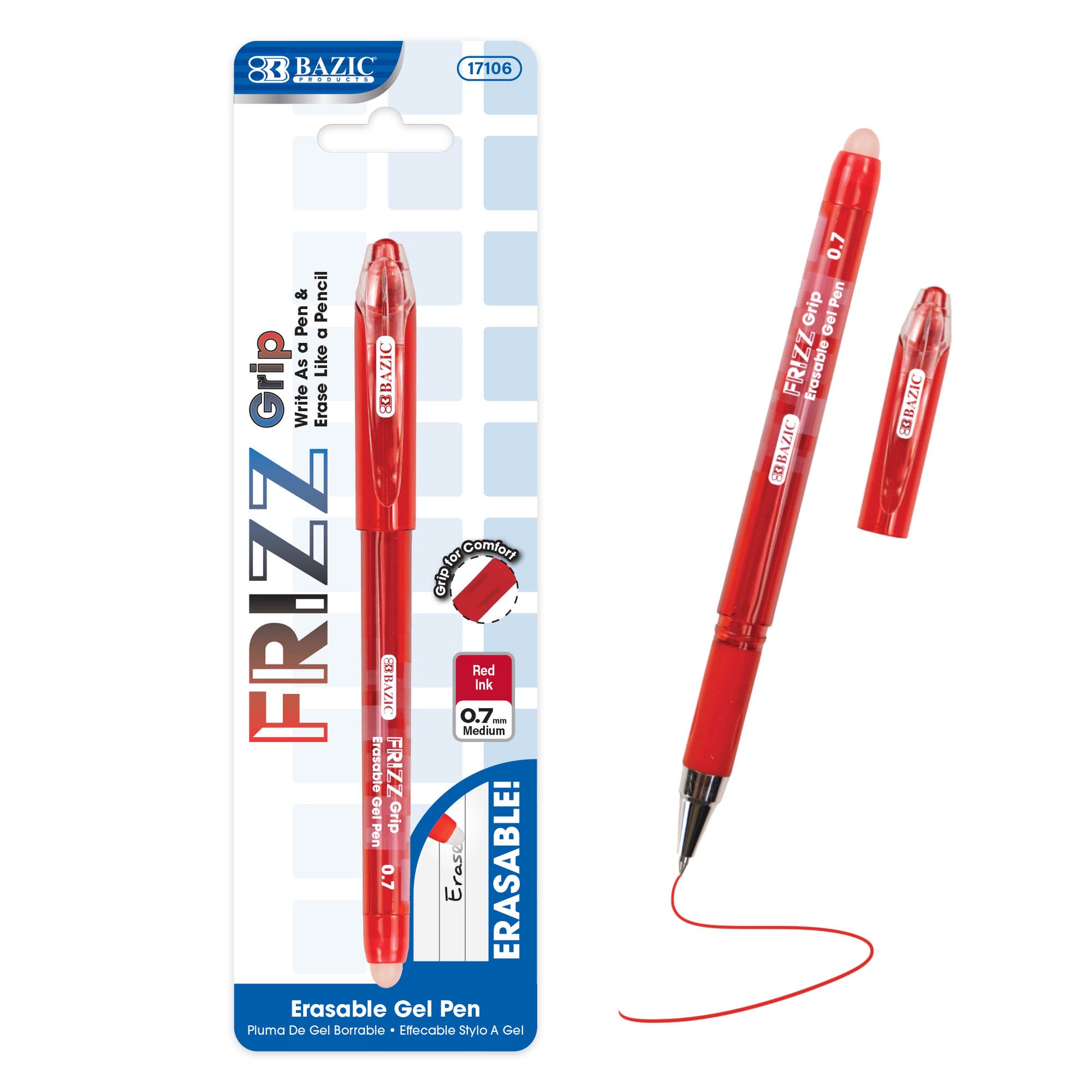 Frizz Red Erasable Gel Pen with Grip