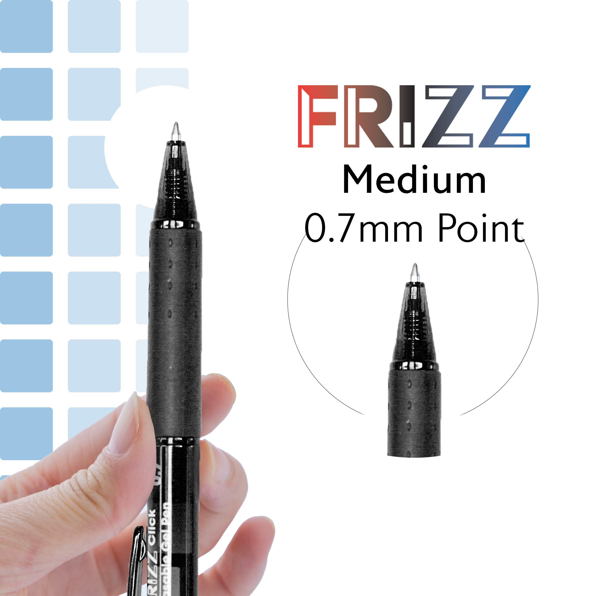 Frizz Black Retractable Gel Pens, 0.7 mm Medium, 1 Count