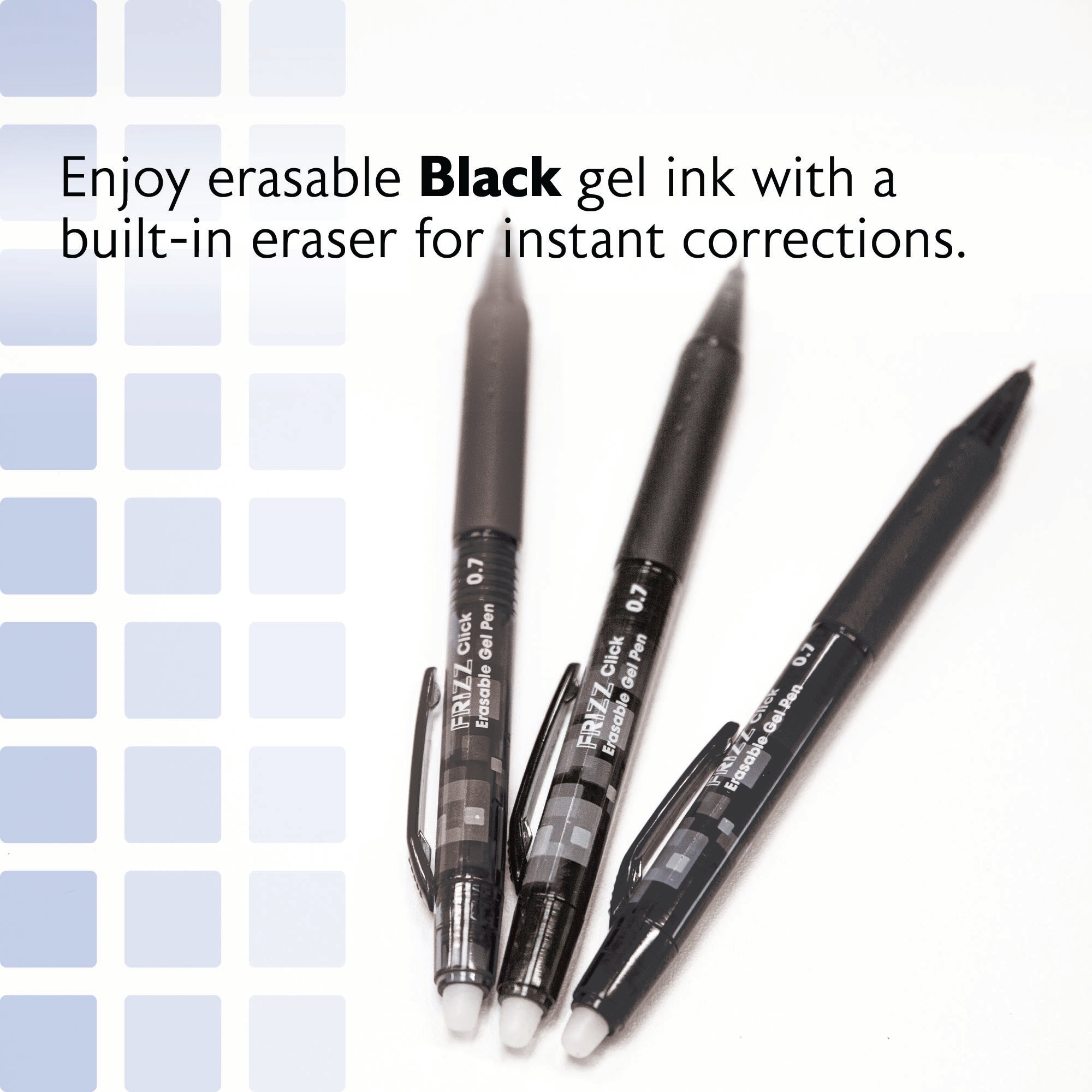 Frizz Black Retractable Gel Pens, 0.7 mm Medium, 1 Count