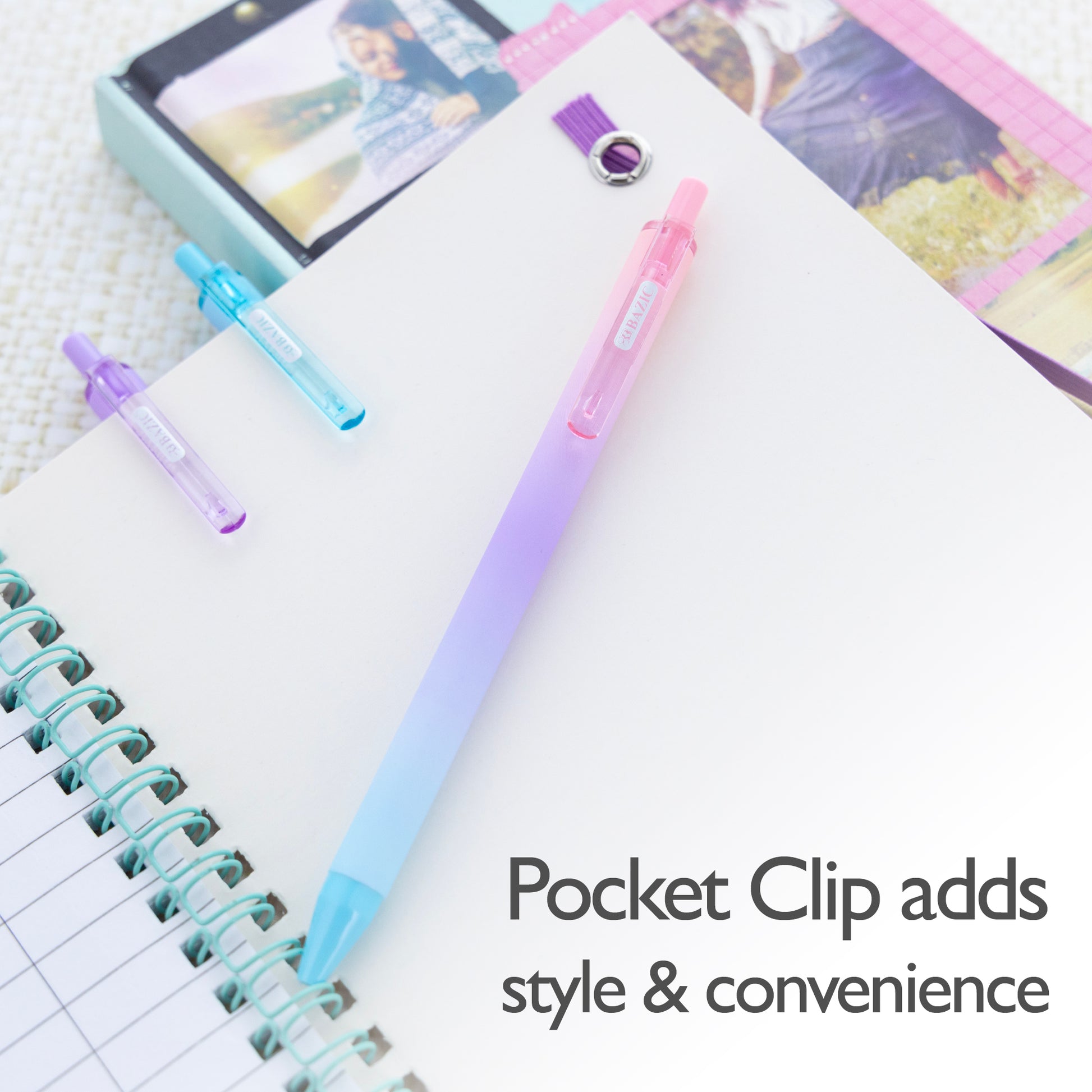 BAZIC Elara Oil-Gel Ink Retractable Pen (3/Pack)