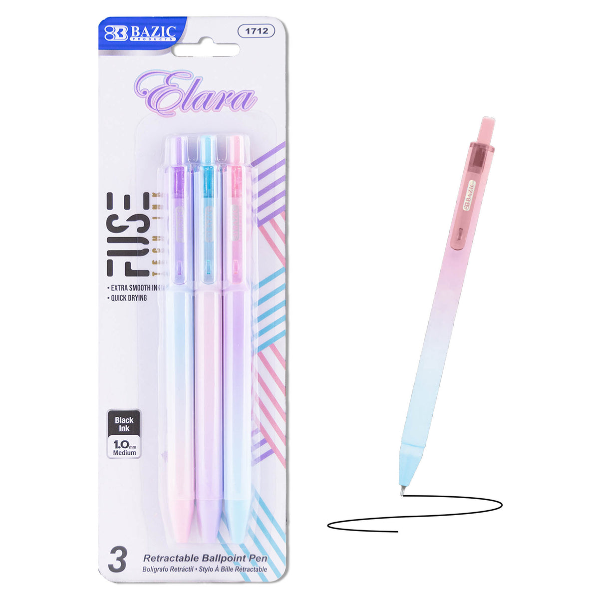 Elara Retractable FUSE Tech Pens, Ombre, Black Ink