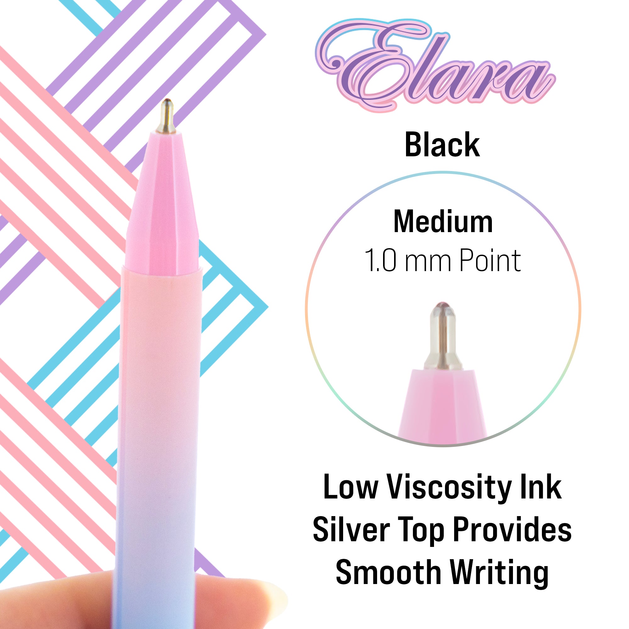 Black Retractable Ballpoint Pens, 3 Count, 1.0 mm Medium
