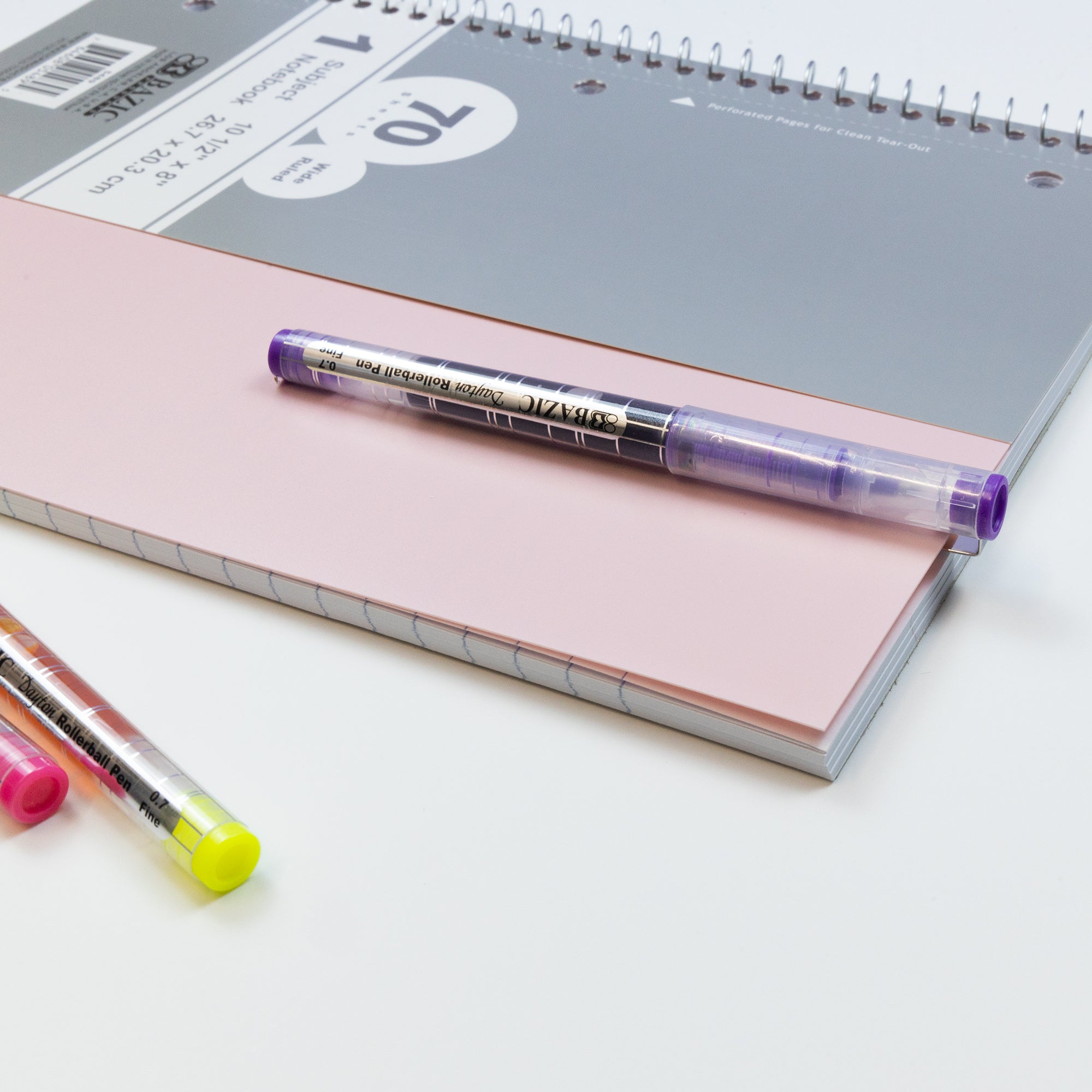 Dayton 6-Color Rollerball Pens, 0.7 mm Fine, Metal Clip