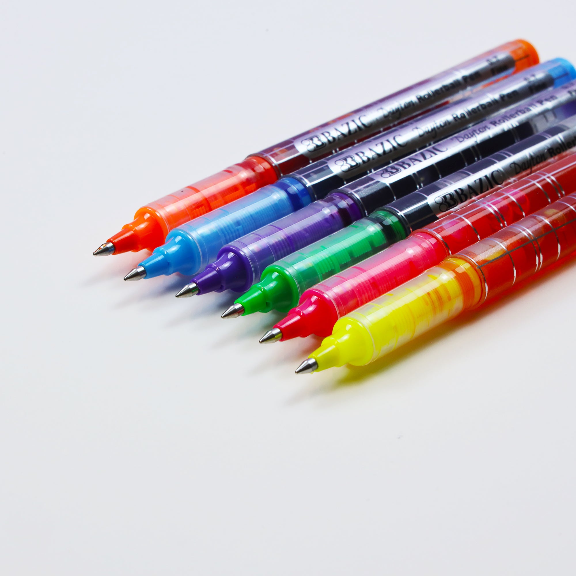 Dayton 6-Color Rollerball Pens, 0.7 mm Fine, Metal Clip