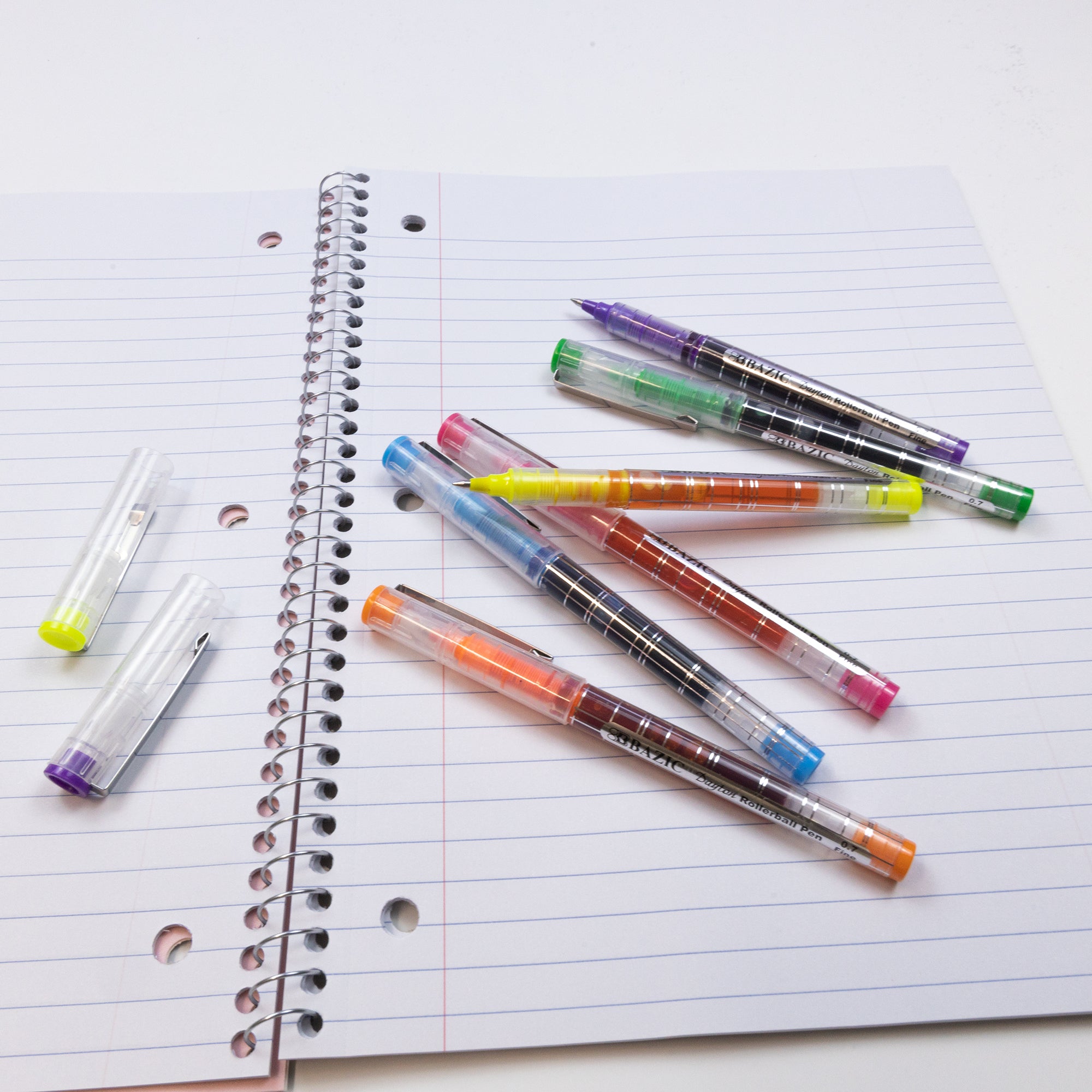 Dayton 6-Color Rollerball Pens, 0.7 mm Fine, Metal Clip